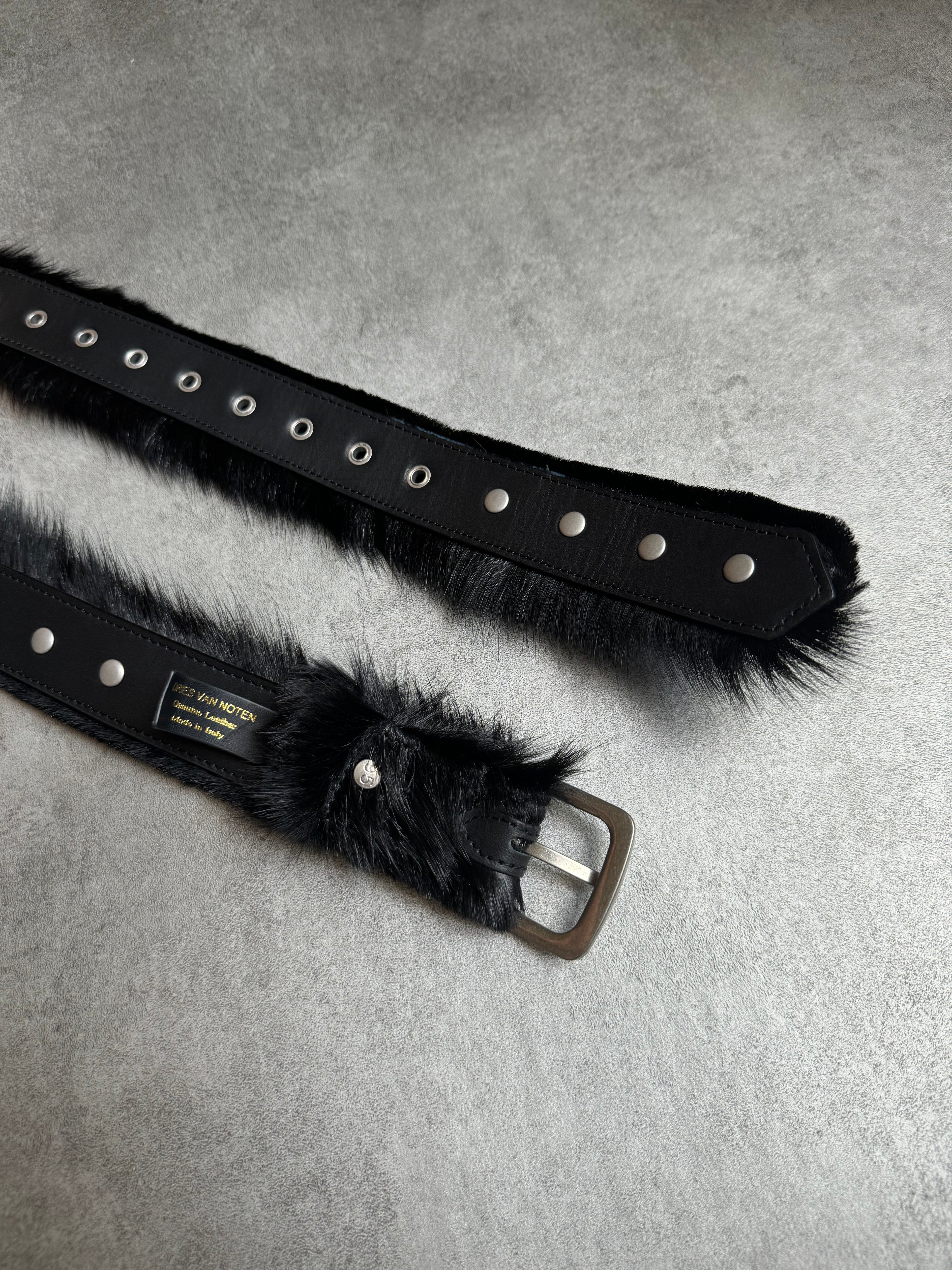 AW2022 Dries Van Noten Black Pony Hair Fur Belt (OS) - 9