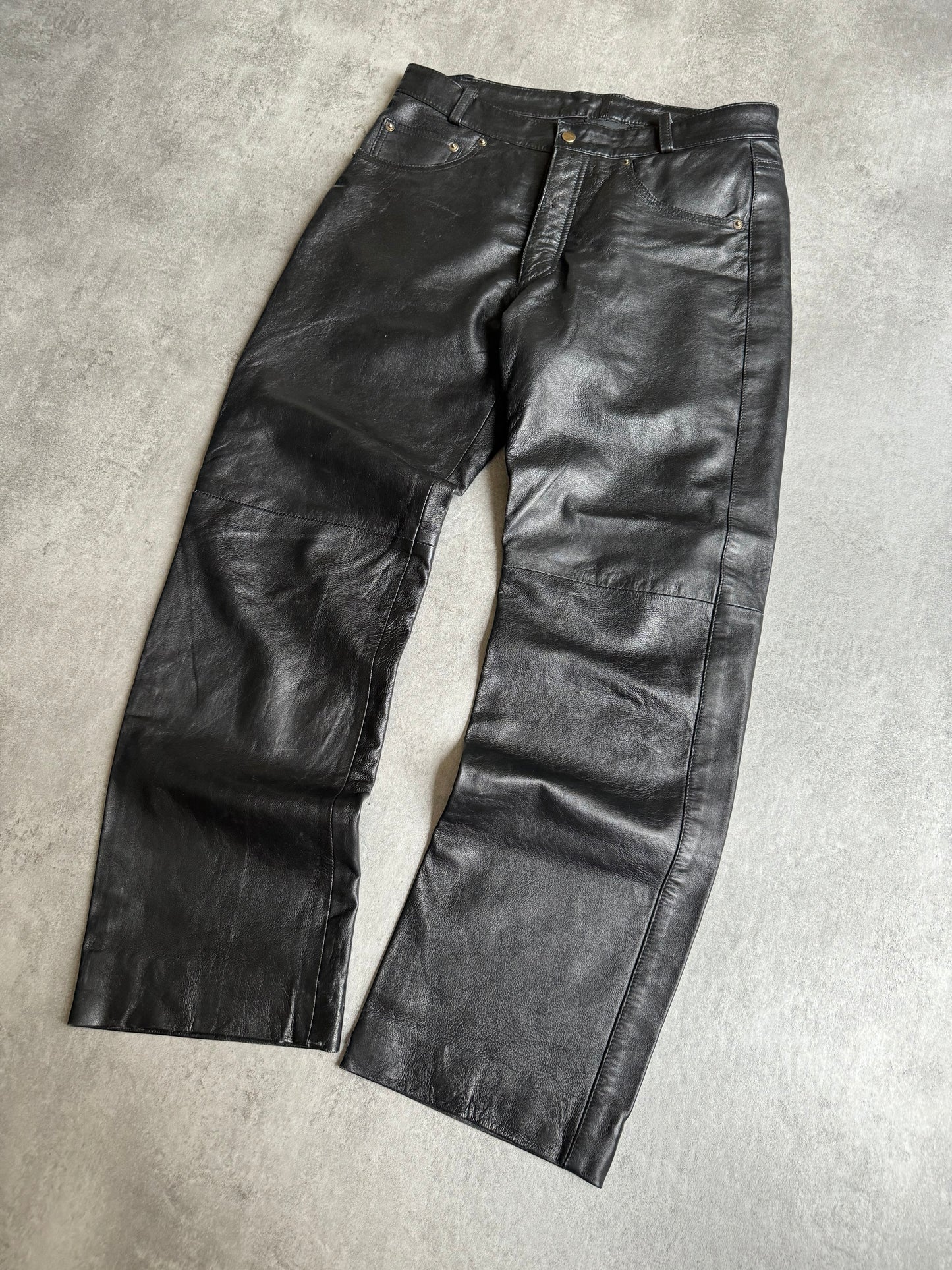 AW2001 Prada Black Premium Runway Leather Pants (M) - 8