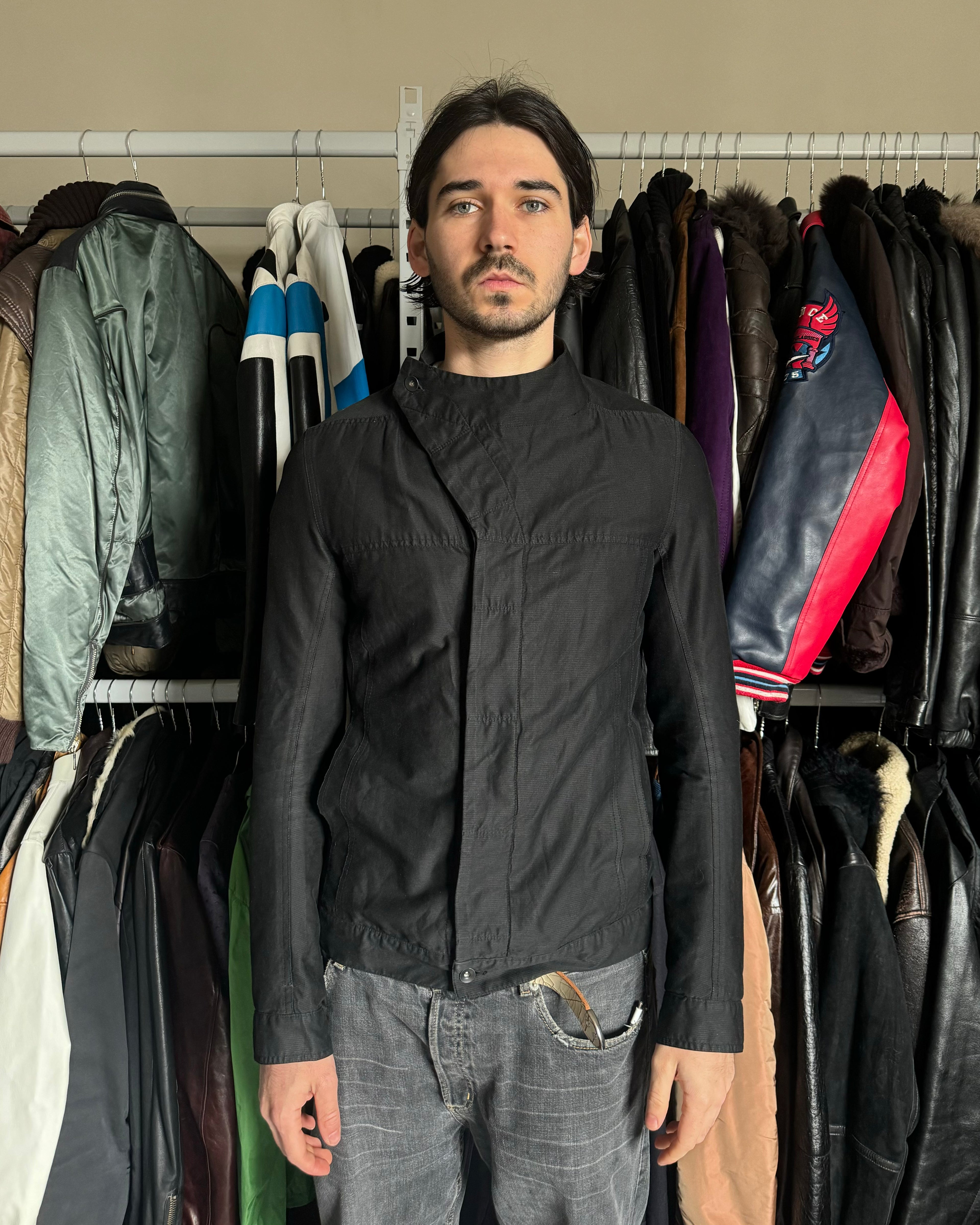 SS2016 Rick Owens Slave Asymmetrical Black Ninja Jacket (M) - 2