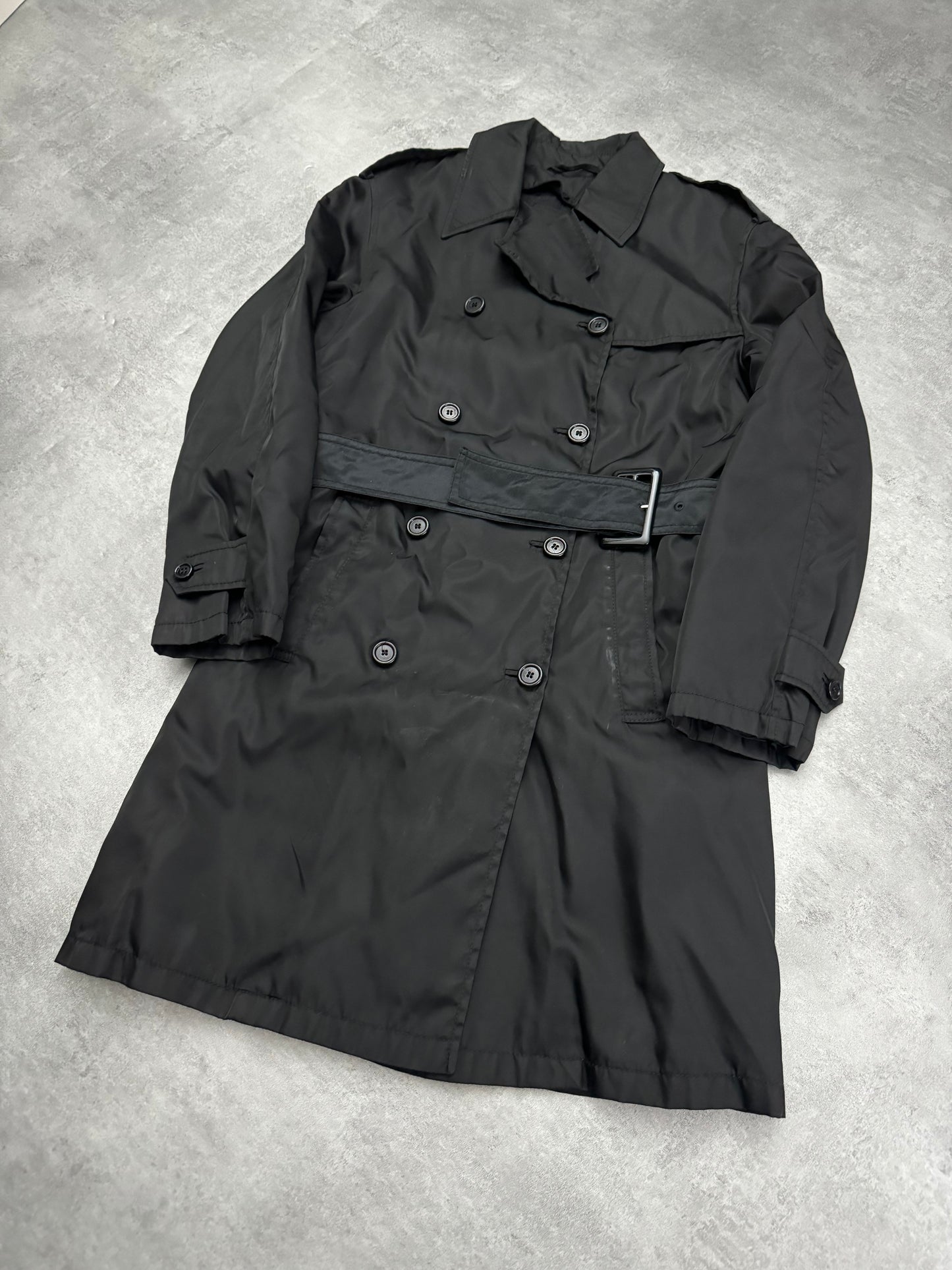 2000s Prada Black Trench Waterproof Nylon Jacket (XS) - 3