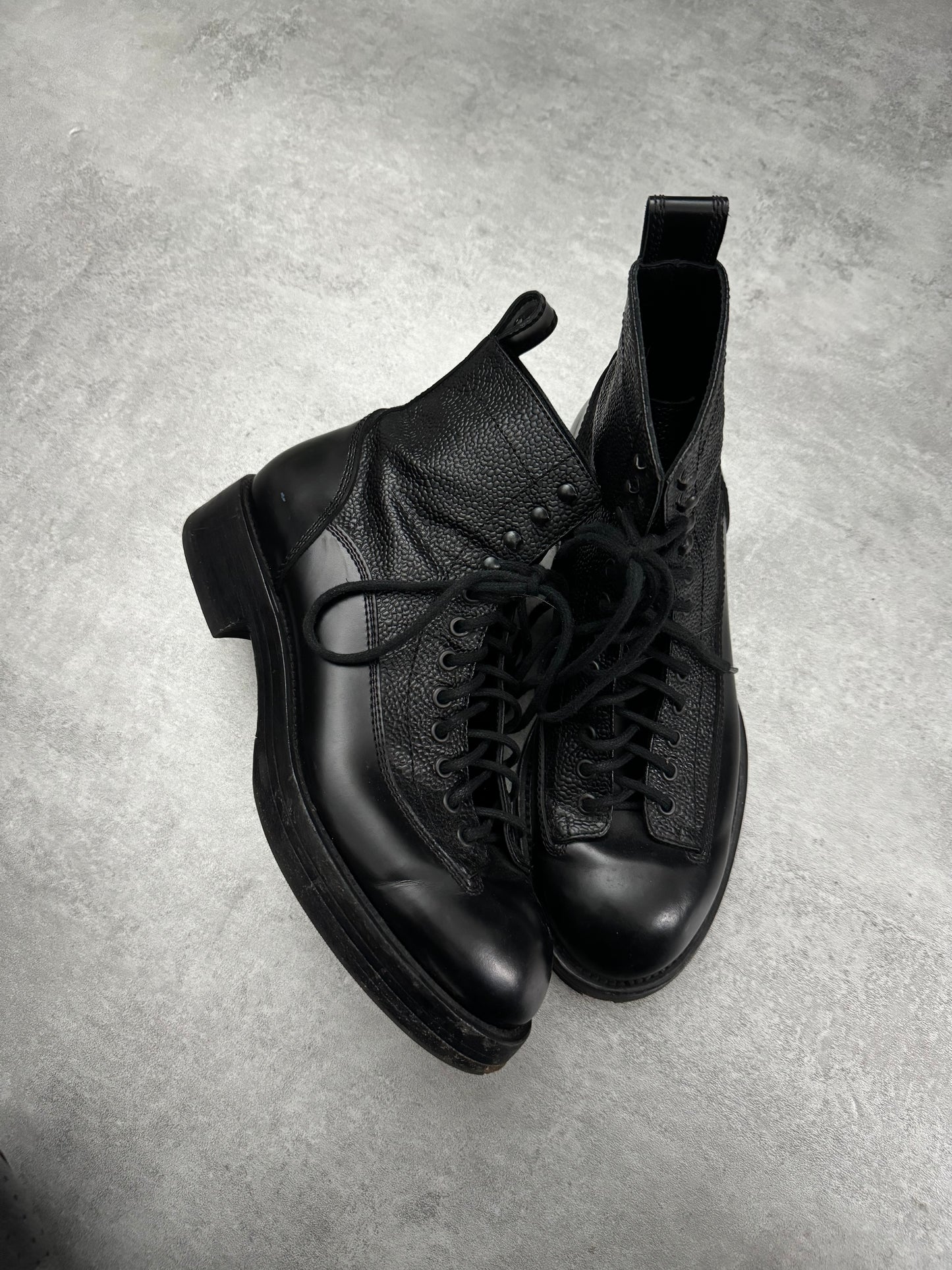 Dsquared2 Black Combat Grained Leather Combat Boots (41) - 3