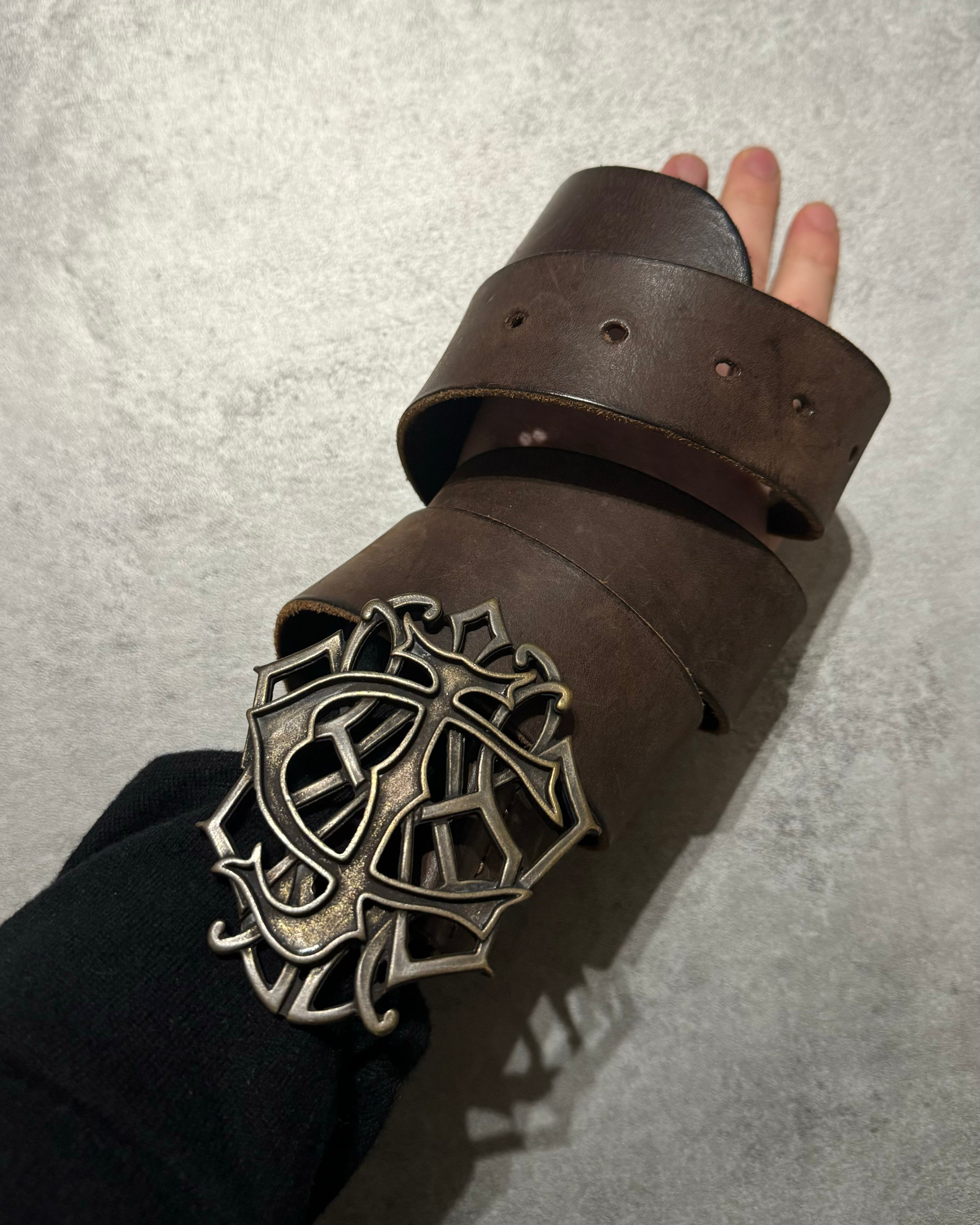 2000s Roberto Cavalli Brown Leather Imperial Propaganda Belt (OS) - 2