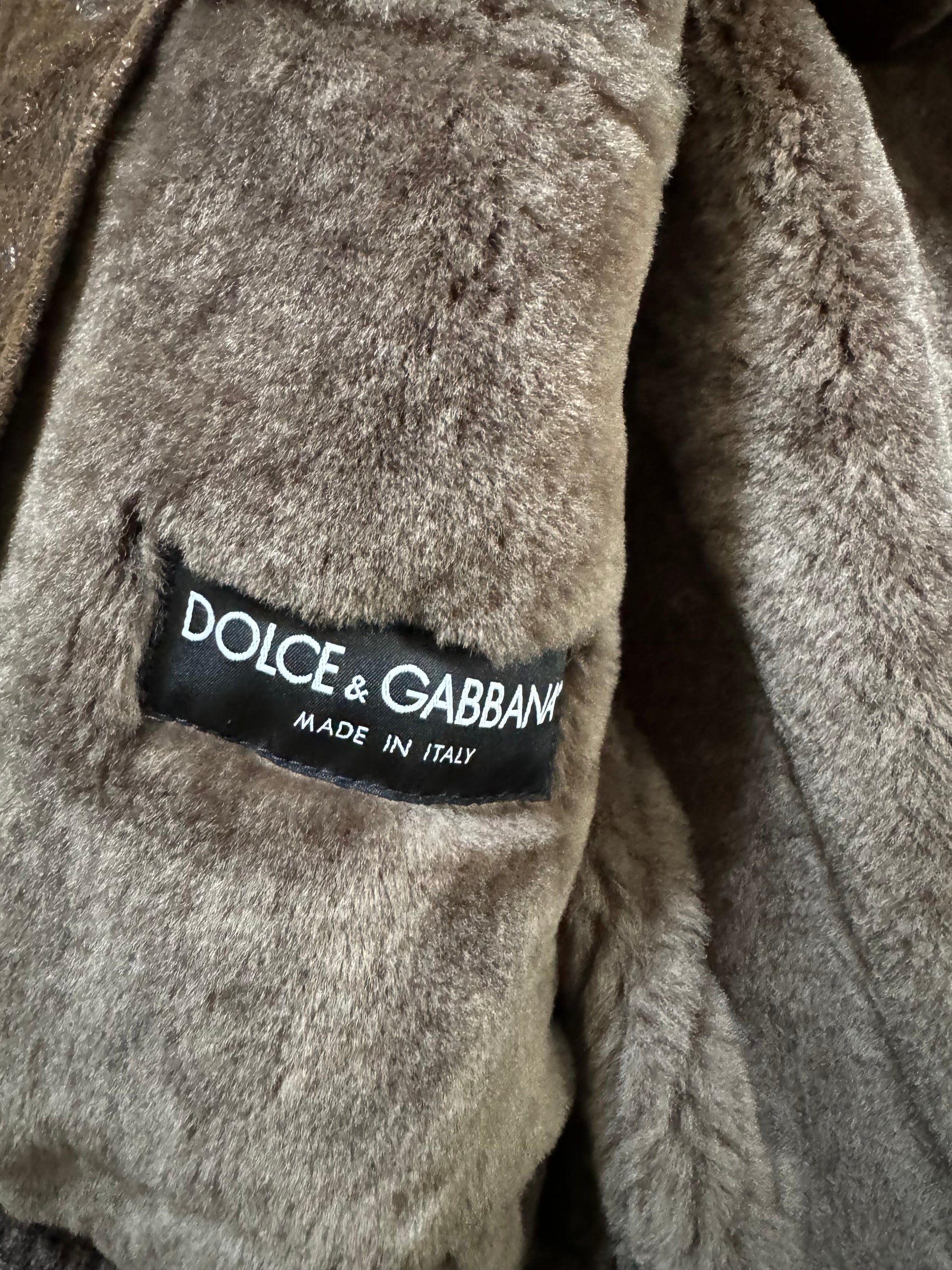 2010s Dolce & Gabbana Rabbit Brown Lamb Leather Cristal Jacket  (M) - 12