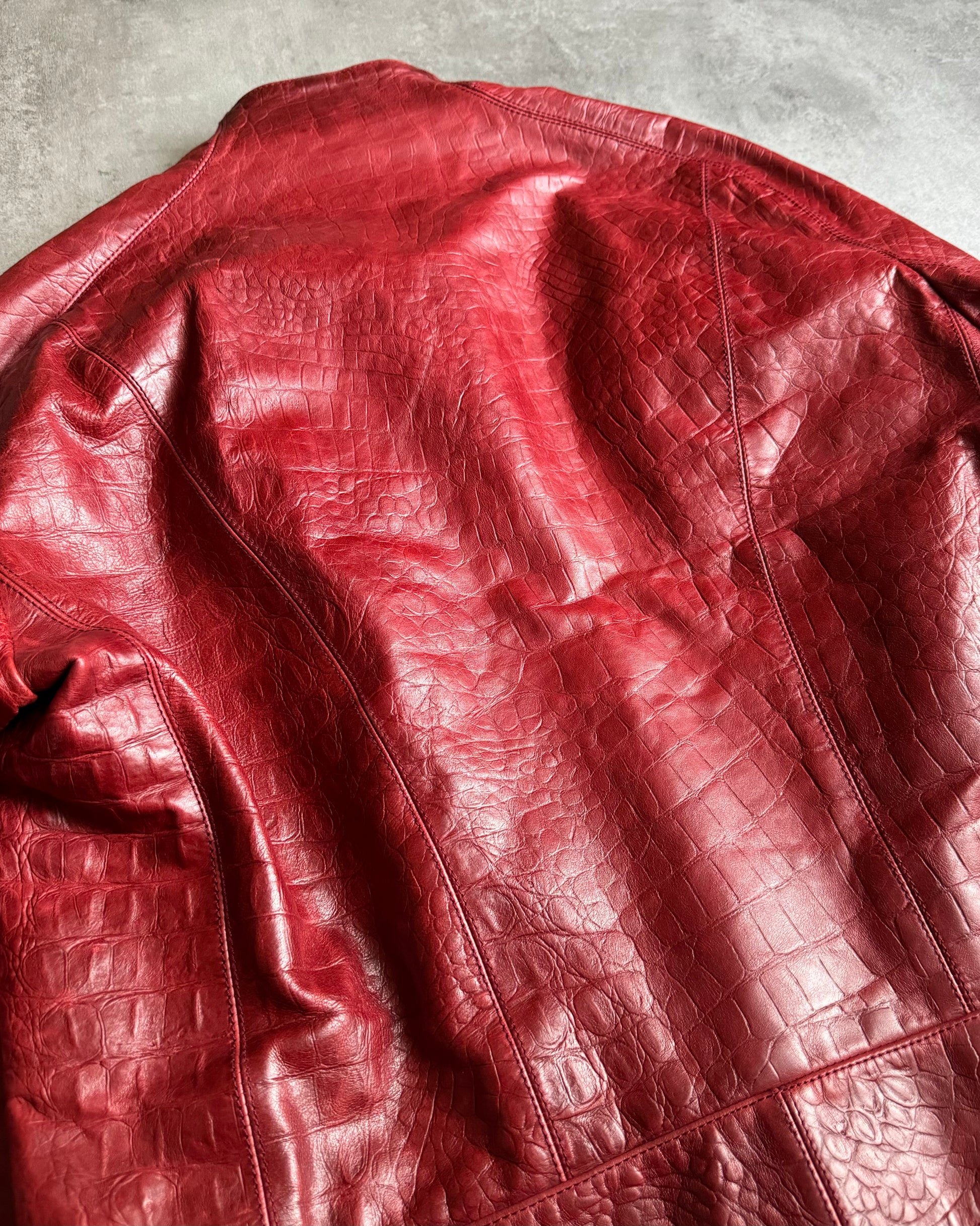 AW2000 Roberto Cavalli Crocodile Red Leather Jacket (L) - 9