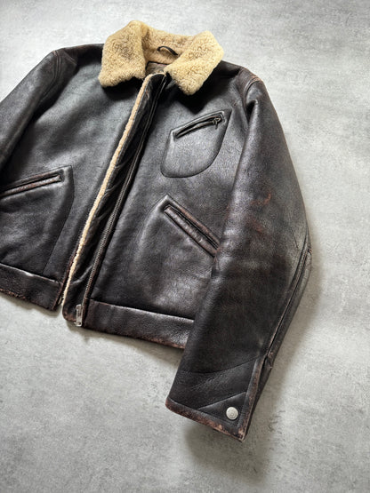 1980s Giorgio Armani Premium Shearling Biker Leather Jacket (M) - 11