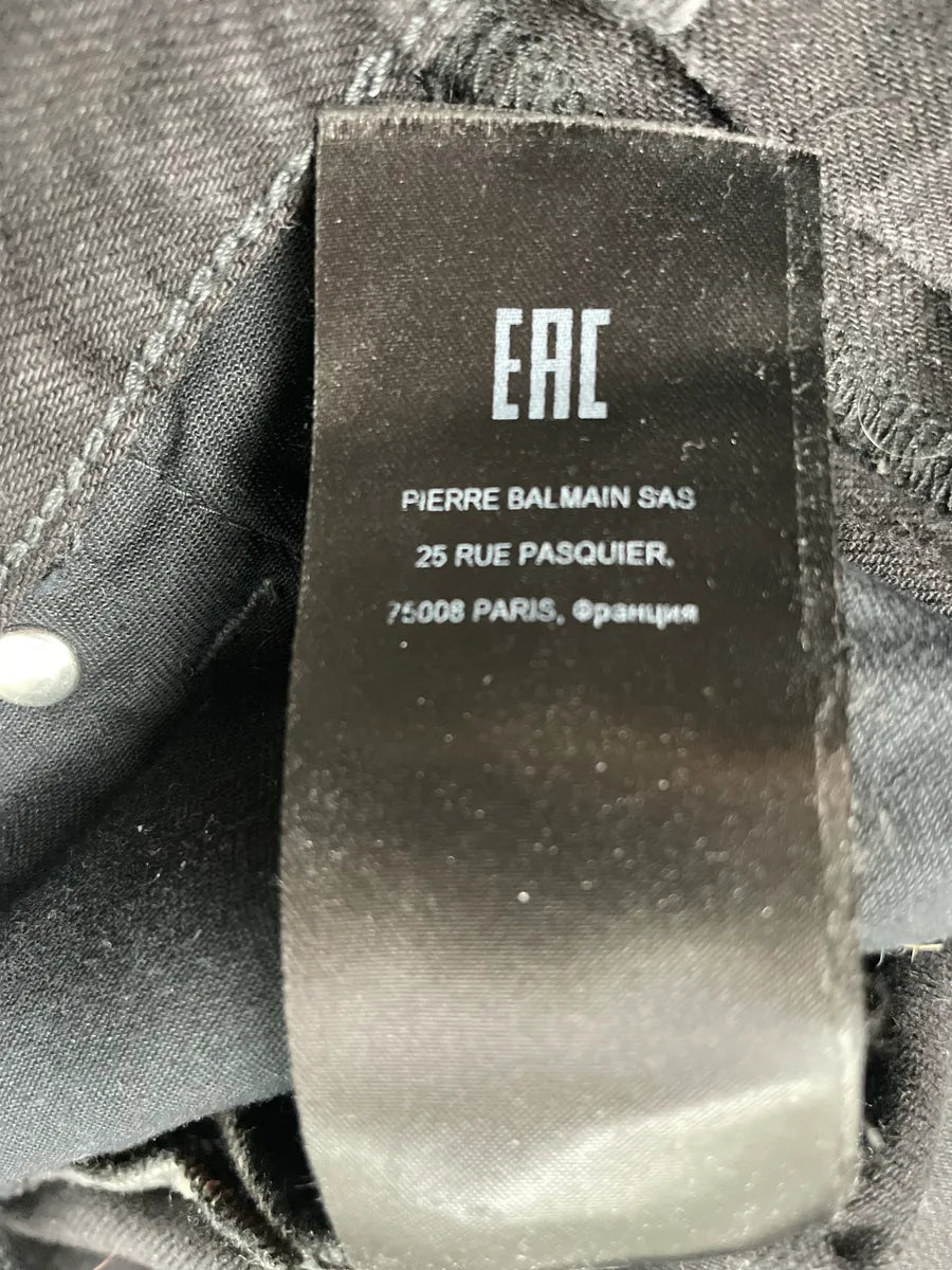 Balmain Black Grey Faded Denim Distressed Washed Jeans YEKUfWvX 12