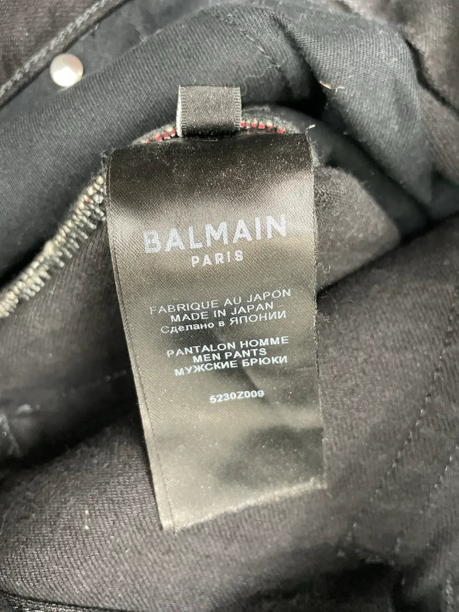 Balmain Black Grey Faded Denim Distressed Washed Jeans YEKUfWvX 10