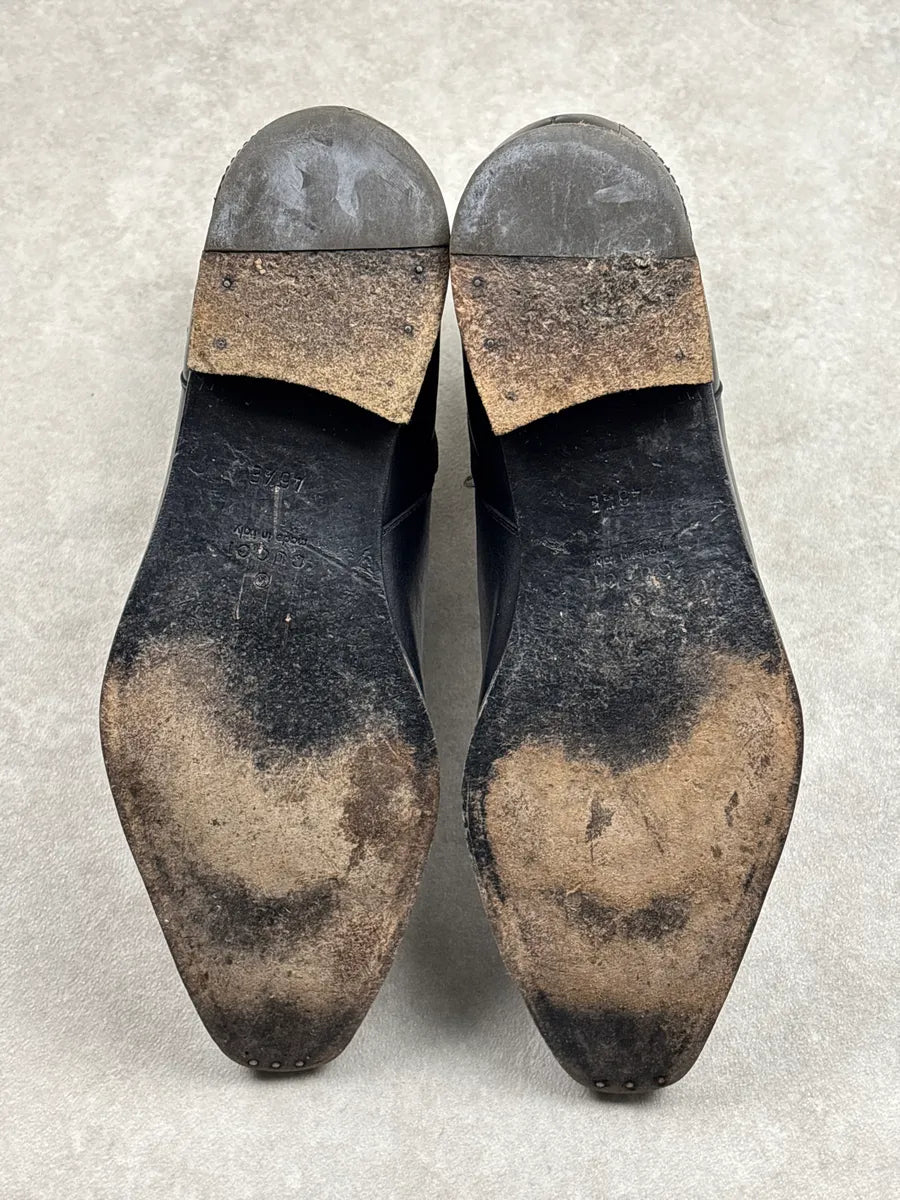 2000s Gucci Black Leather GG Logo Squared Toe Boots YHqxulMl 6
