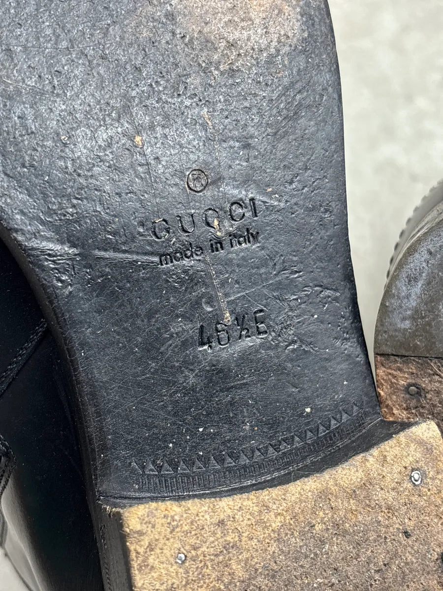 2000s Gucci Black Leather GG Logo Squared Toe Boots YHqxulMl 10