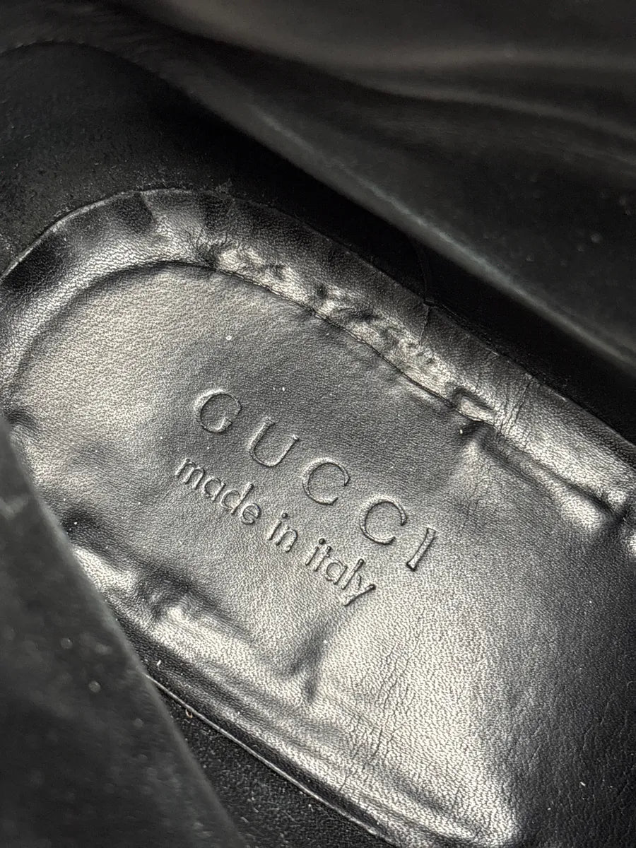 2000s Gucci Black Leather GG Logo Squared Toe Boots YHqxulMl 12