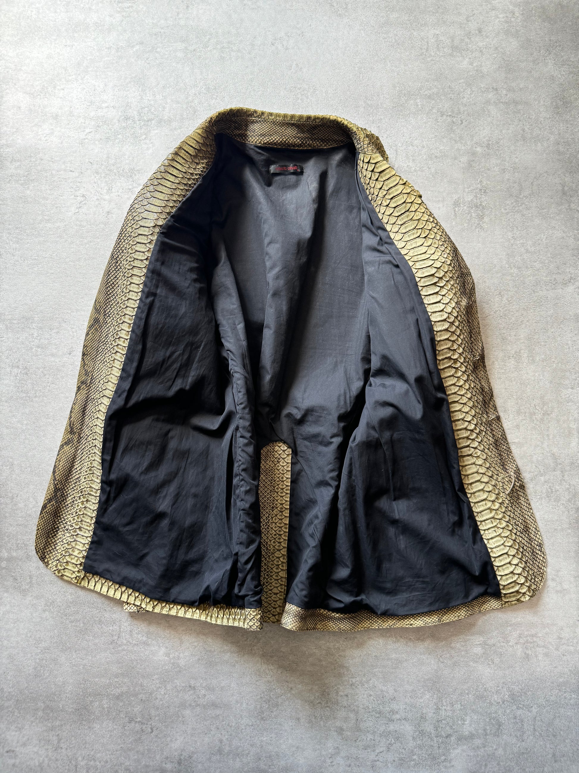 SS2002 Roberto Cavalli Python Leather Sand Jacket (L) - 8