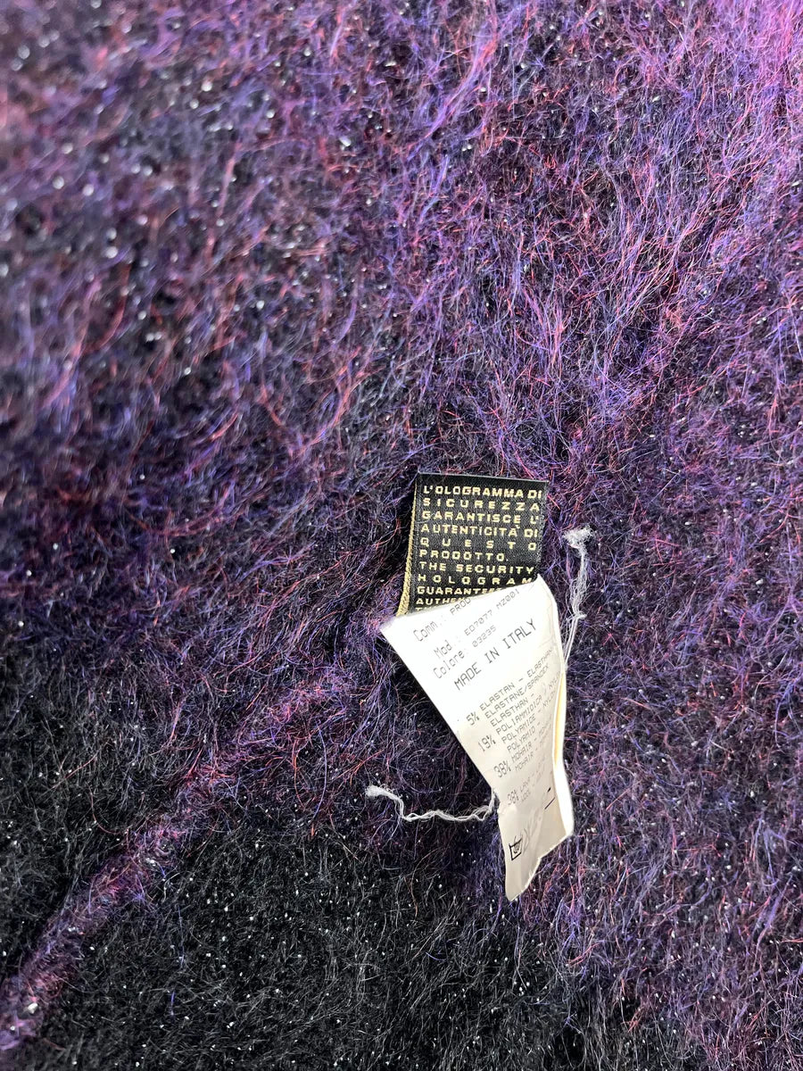 2000s Roberto Cavalli Dark Purple Mohair Beaded Ruffle Cardigan Jacket YMkefjlu 12