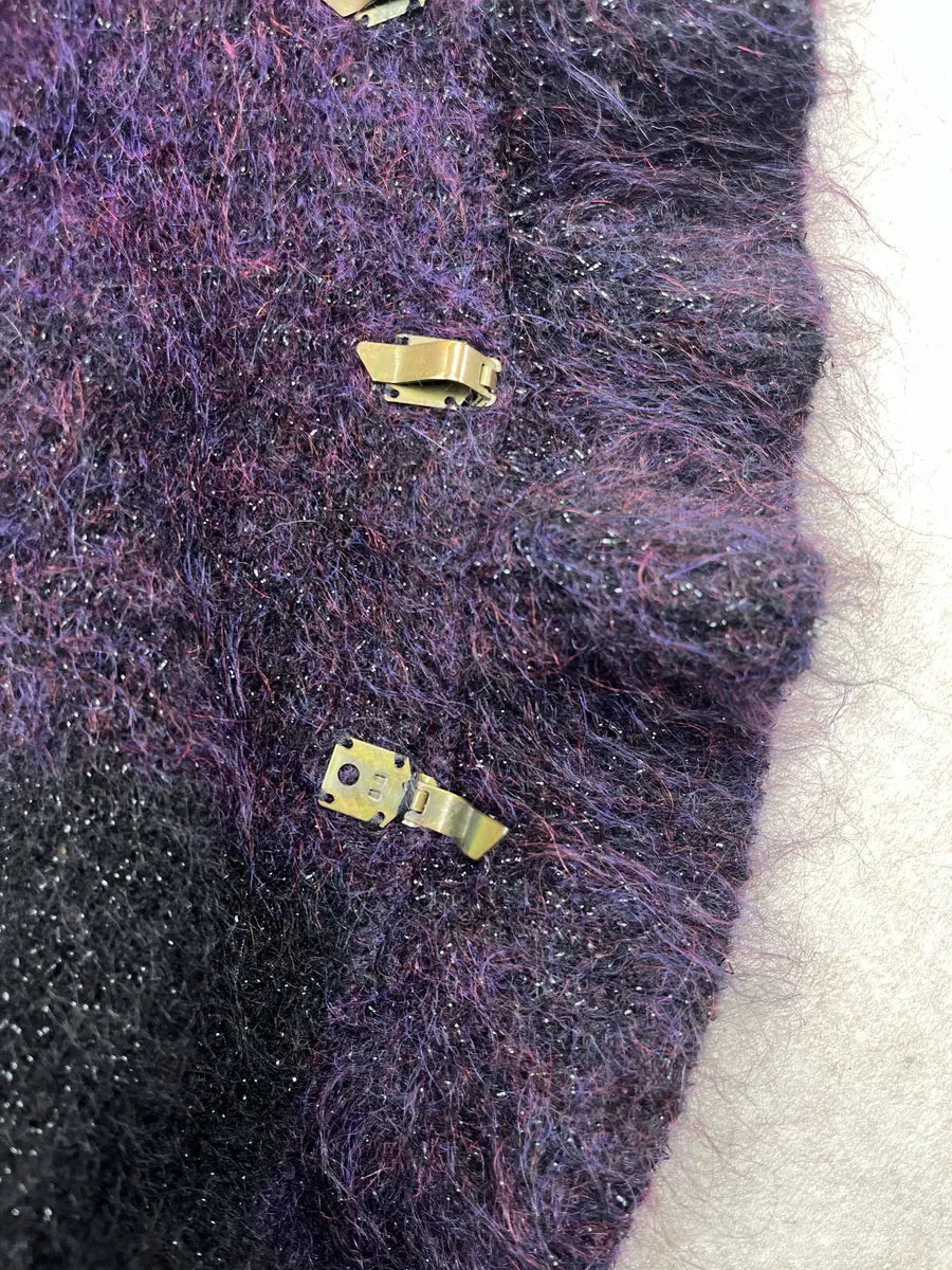 2000s Roberto Cavalli Dark Purple Mohair Beaded Ruffle Cardigan Jacket YMkefjlu 6
