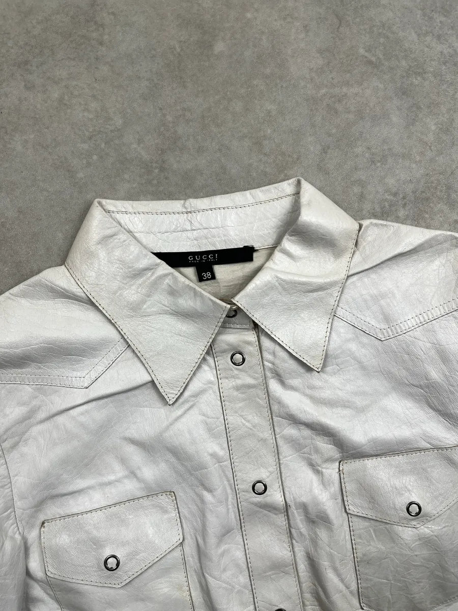 SS1998 Gucci White Leather Western Shirt by Tom Ford YMuzvRCC 5