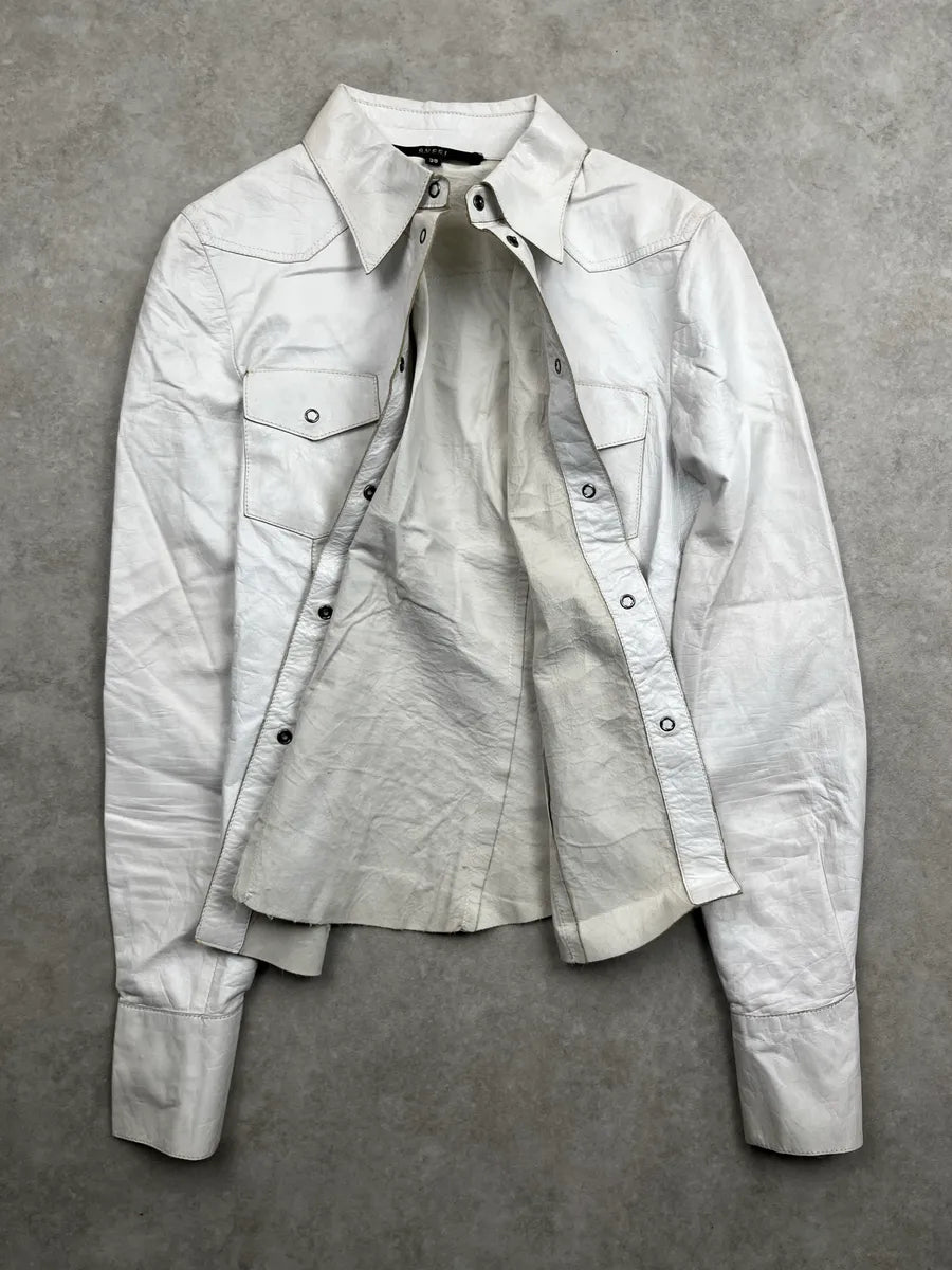 SS1998 Gucci White Leather Western Shirt by Tom Ford YMuzvRCC 3