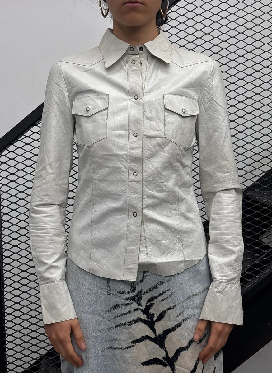 SS1998 Gucci White Leather Western Shirt by Tom Ford YMuzvRCC 0