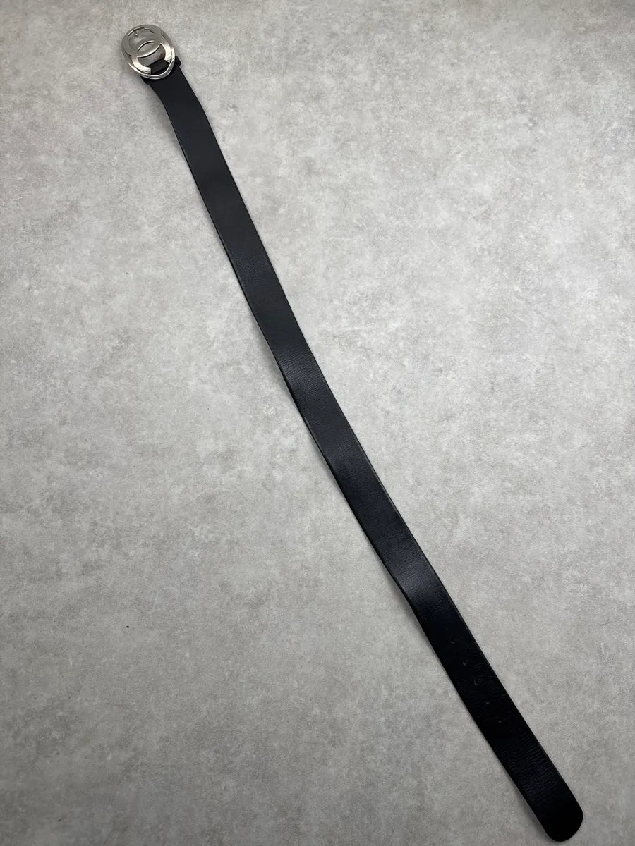 Chanel Black Leather Double C Signature Buckle Belt YOkKidLM 7