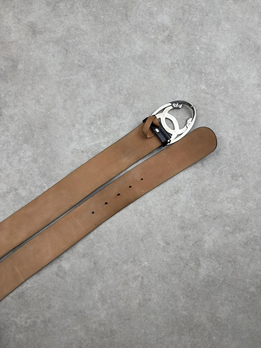 Chanel Black Leather Double C Signature Buckle Belt YOkKidLM 4