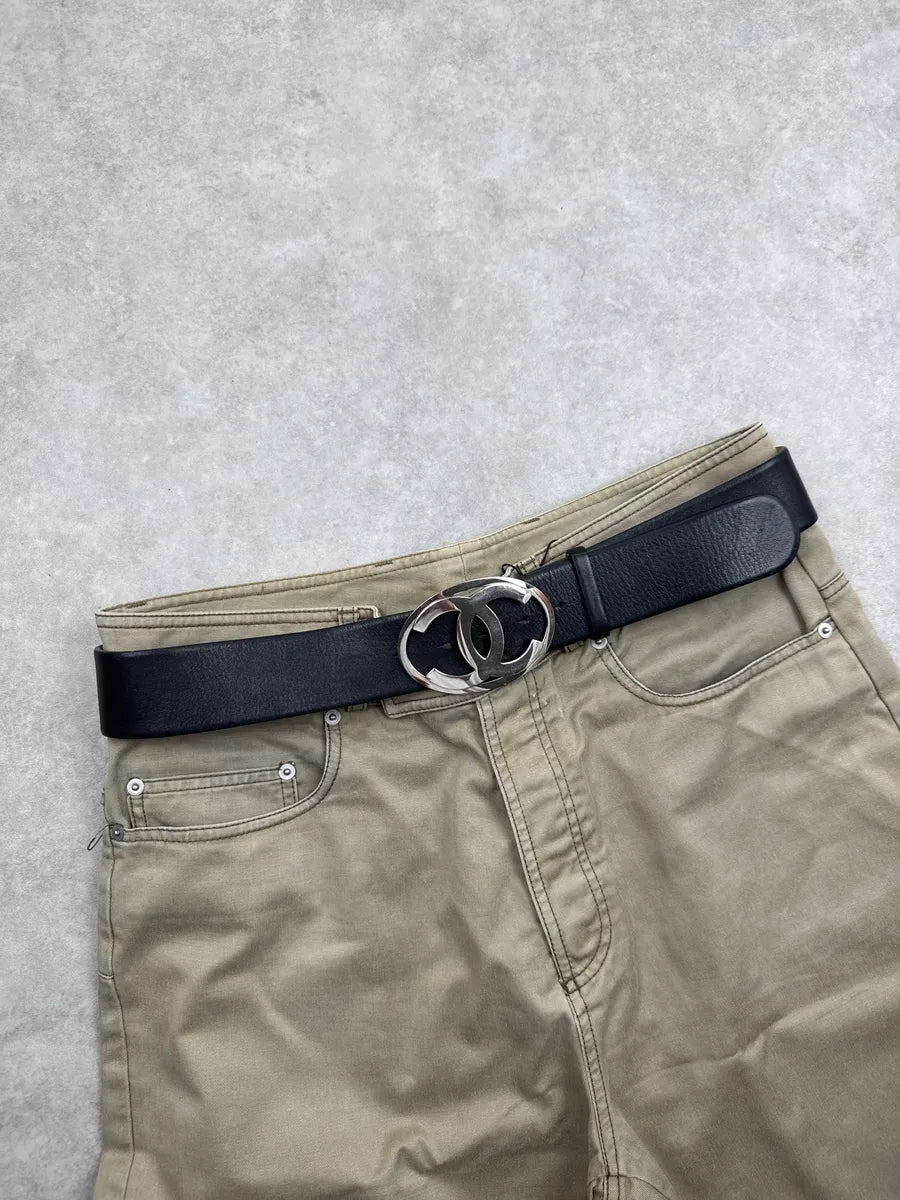 Chanel Black Leather Double C Signature Buckle Belt YOkKidLM 0