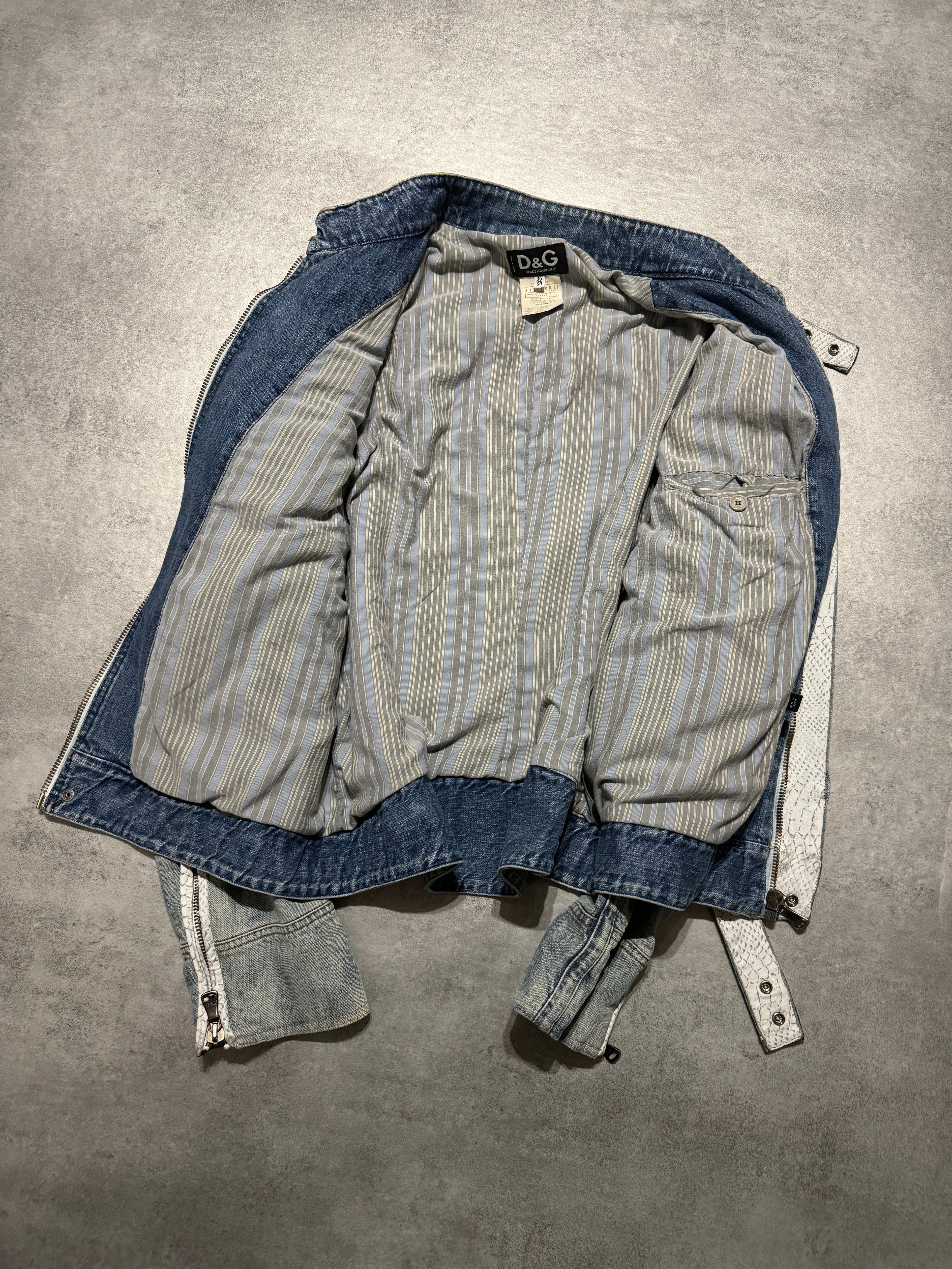 SS2005 Dolce & Gabbana Apocalyptic Biker Denim Jacket (M/L) - 8