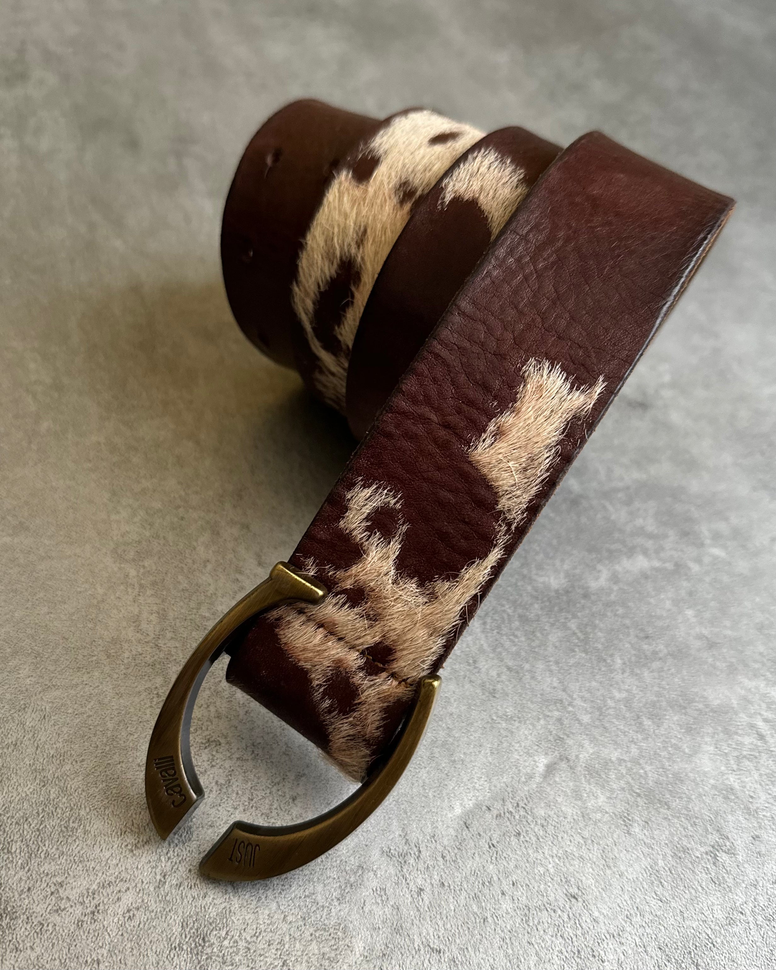 AW2004 Cavalli Brown Pony Hair Leather Belt (OS) - 5