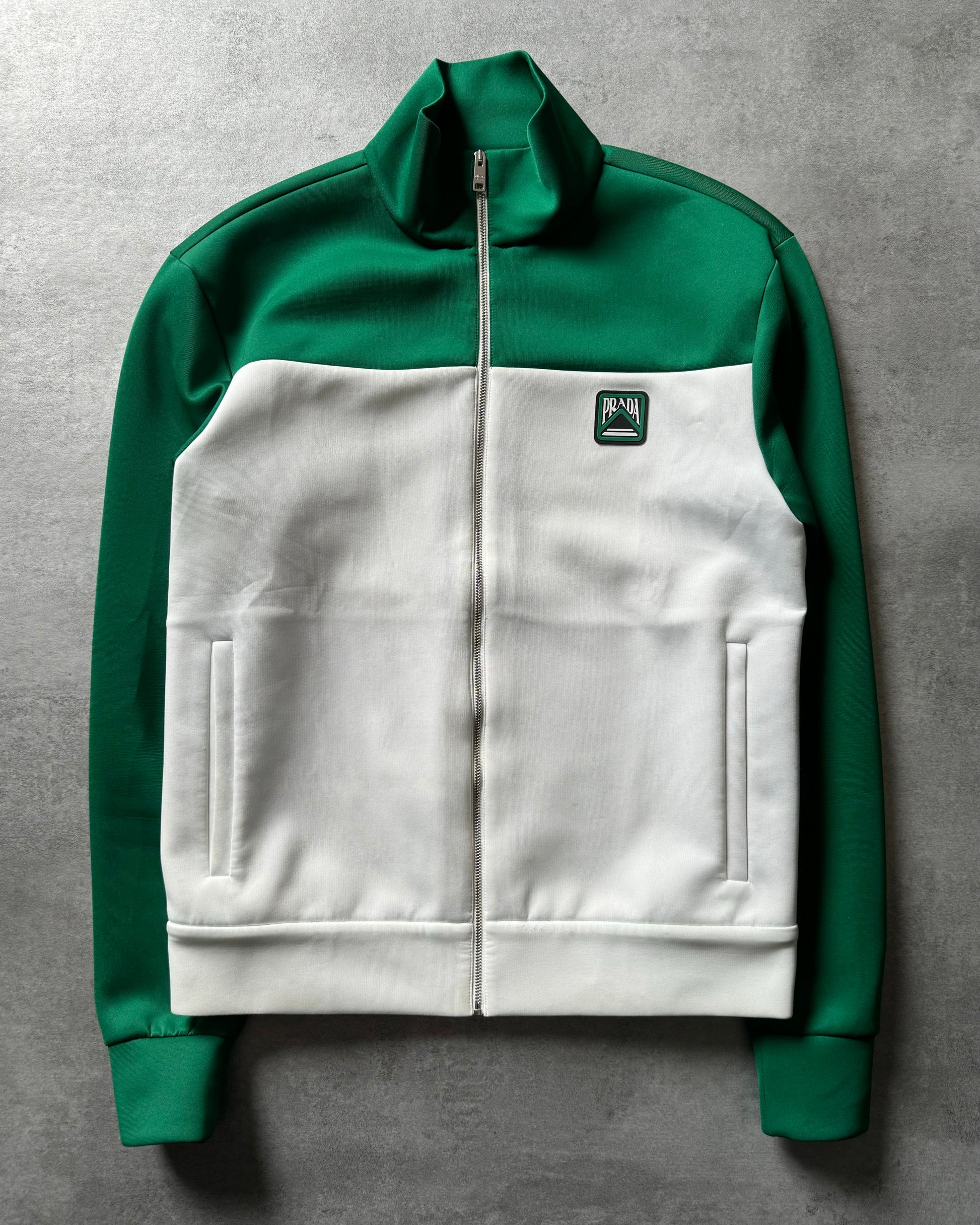 FW2018 Prada White & Green 365 Sport Zip-up Sweater (M) - 1