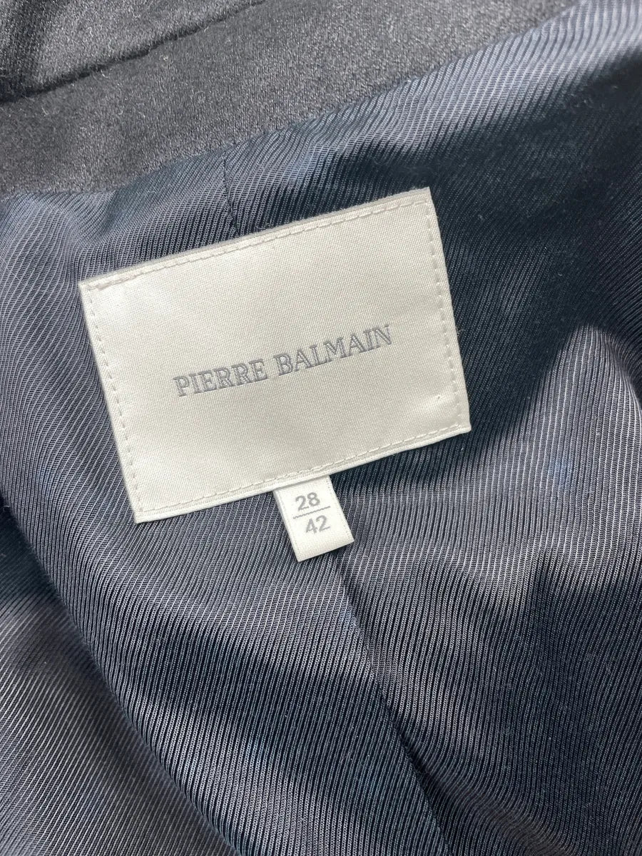 AW2012 Pierre Balmain Black Wool Fringe Zip-Up Cropped Light Jacket YXdGaiSz 10