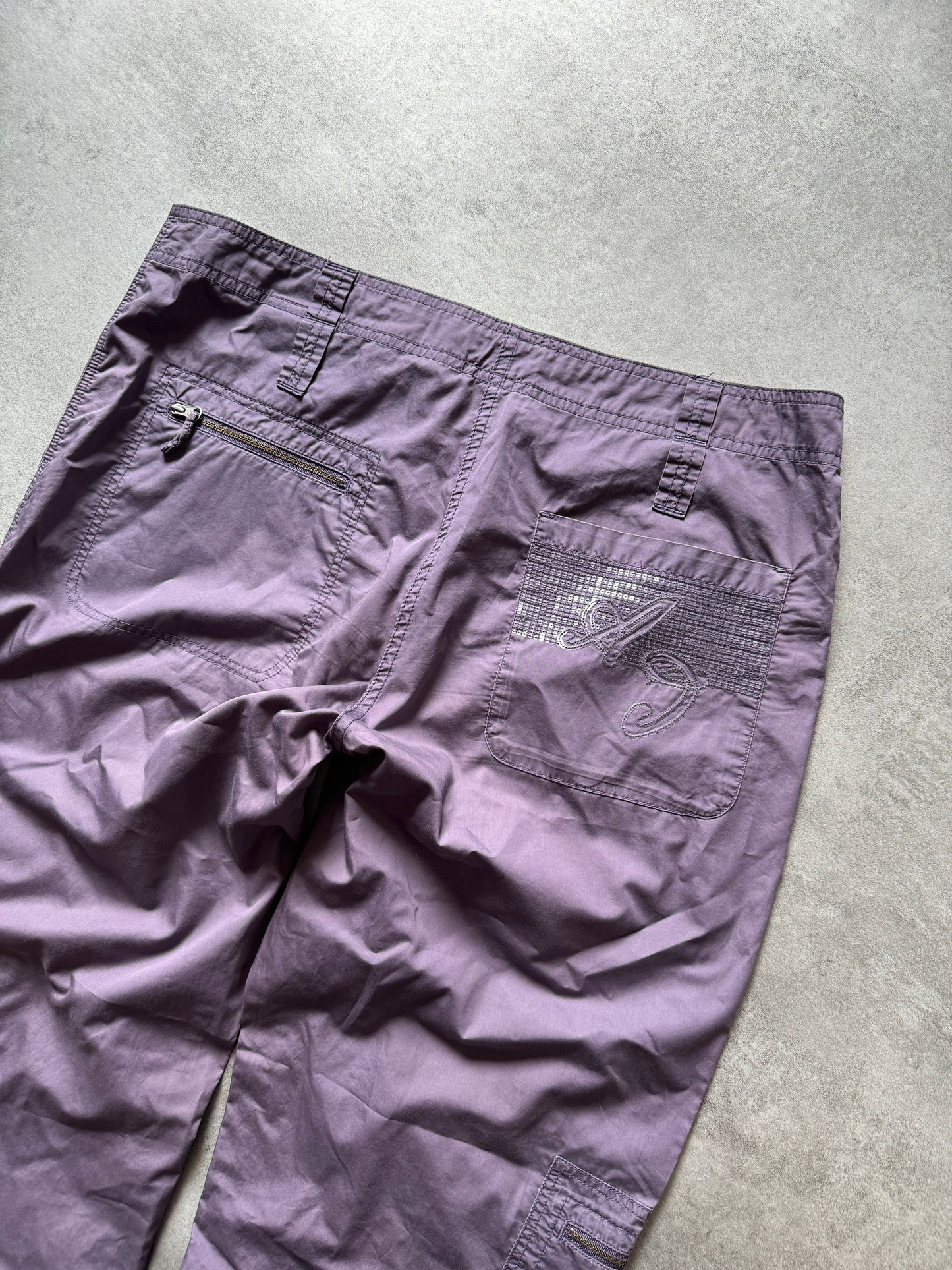 2000s Armani Purple Relaxed Cargo Pants (L) - 6