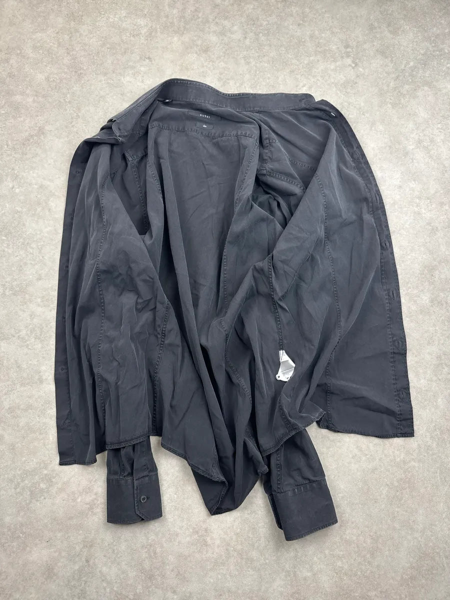 Gucci Black Slim Fit Logo Button Shirt YcAWoWNI 5
