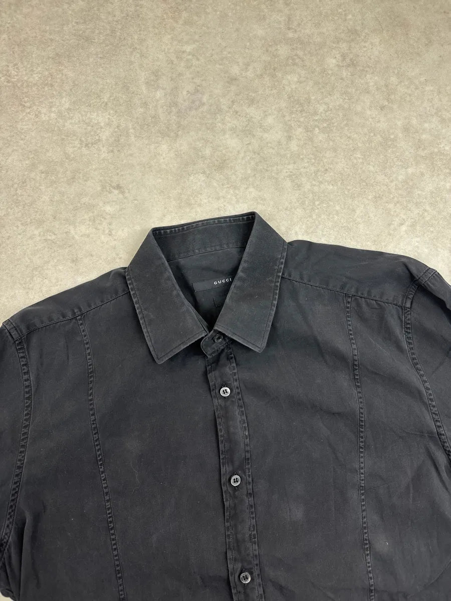 Gucci Black Slim Fit Logo Button Shirt YcAWoWNI 6