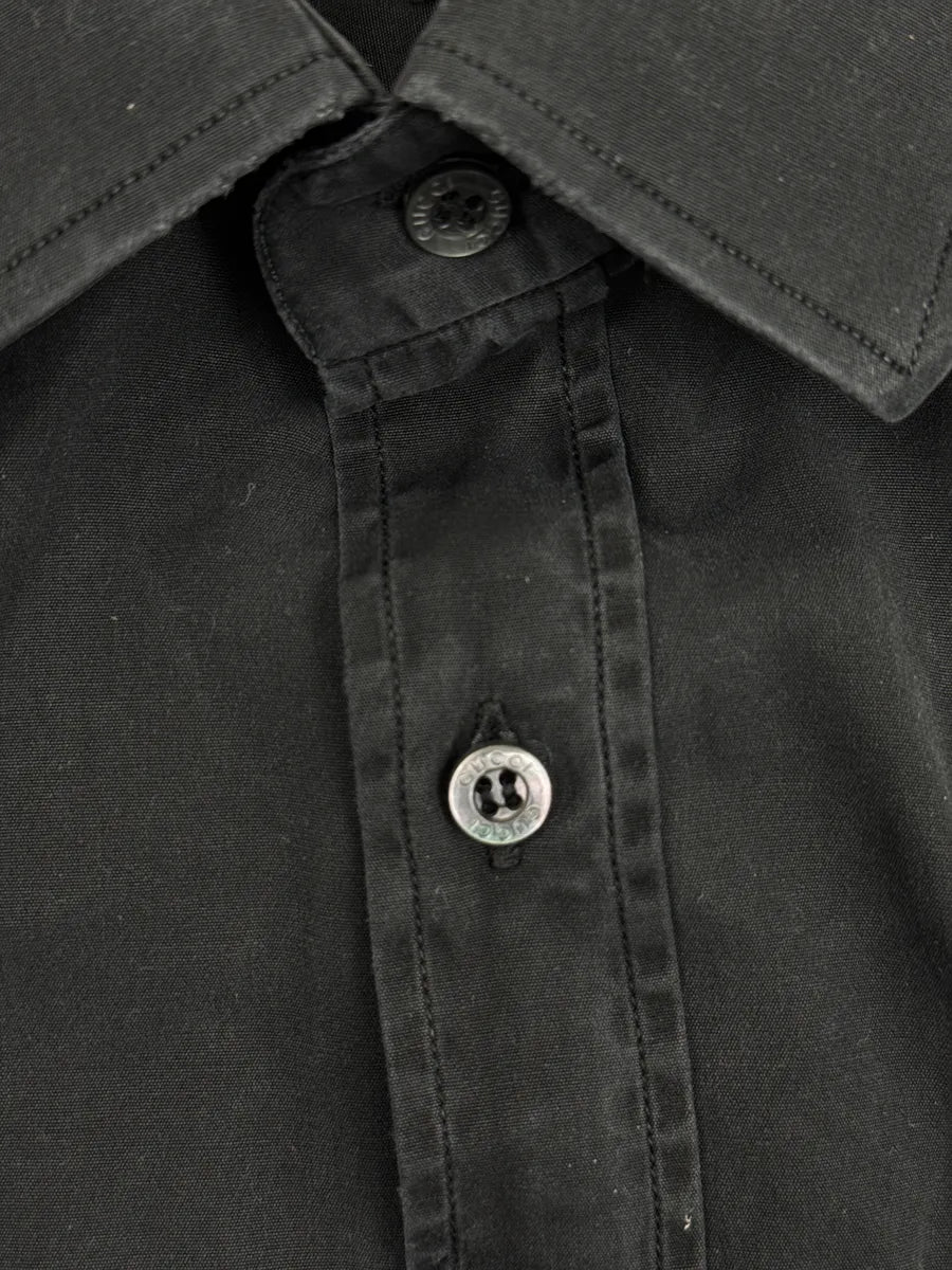 Gucci Black Slim Fit Logo Button Shirt YcAWoWNI 7