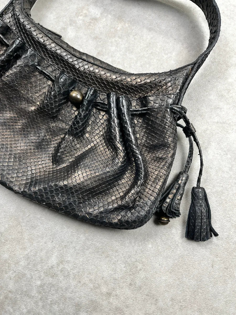 2000s Givenchy Python Embossed Black Leather Bag YdYQMDFY 5