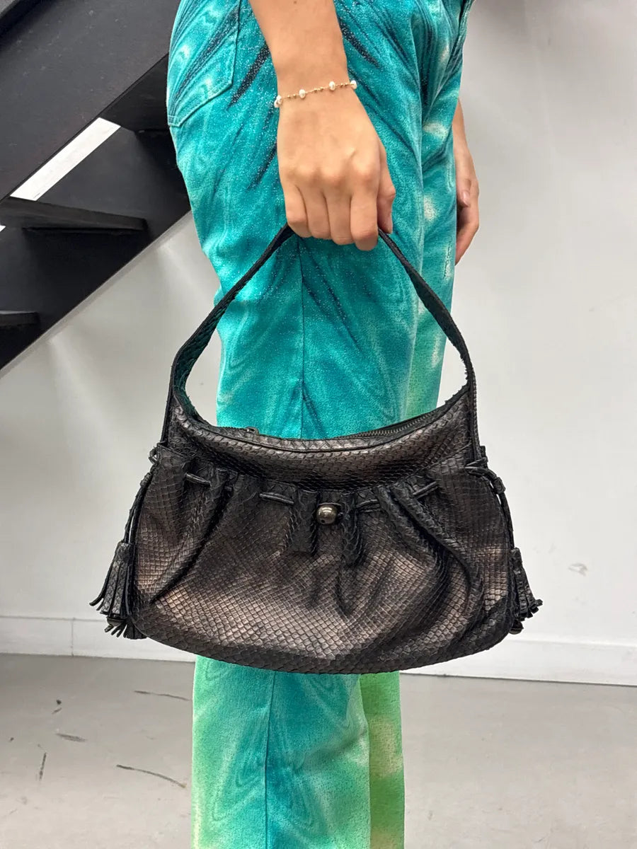2000s Givenchy Python Embossed Black Leather Bag YdYQMDFY 1
