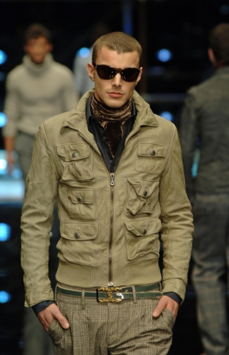 FW2006 Dolce & Gabbana Beige Lambskin Multi Pockets Leather Jacket (M) - 2