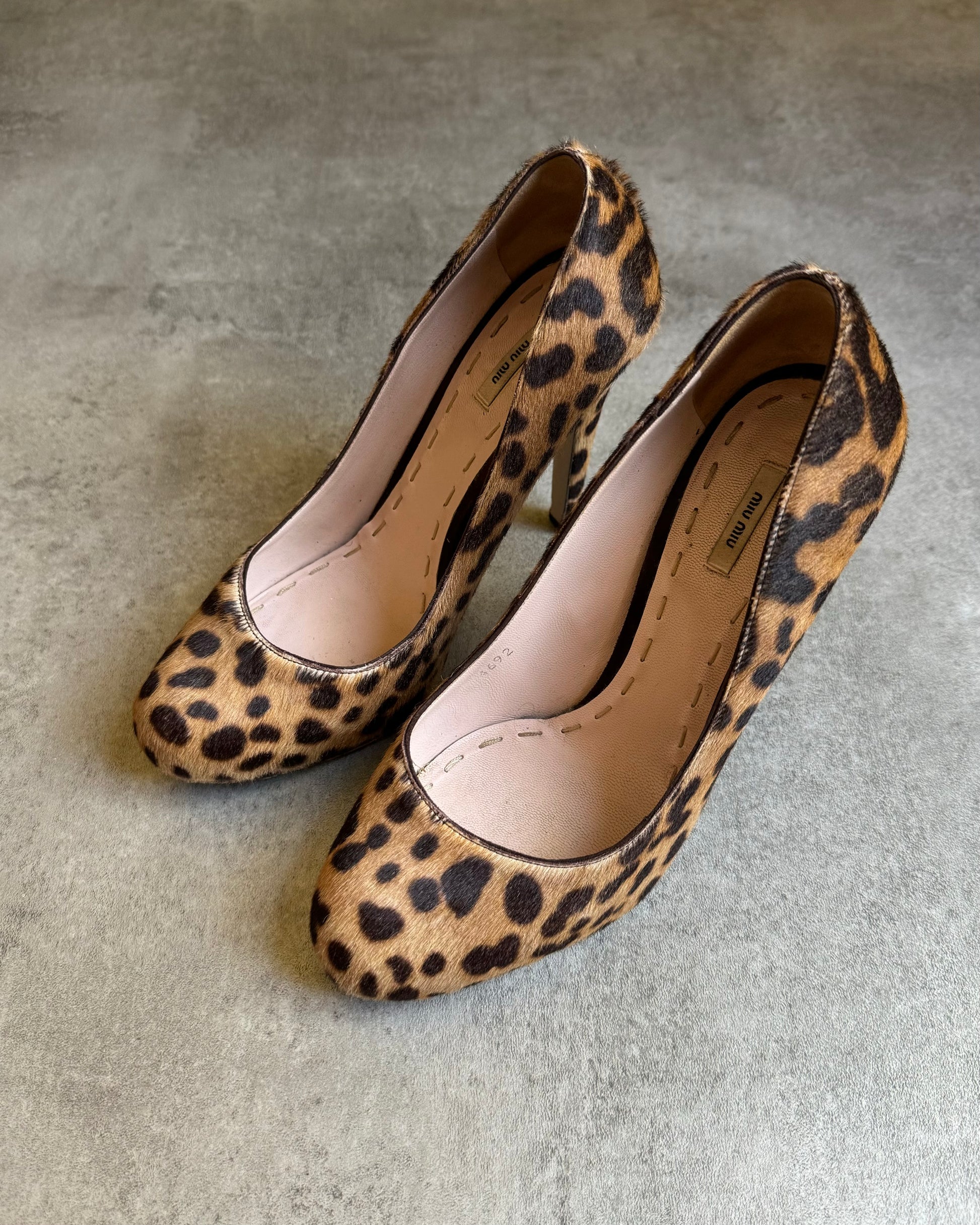 2000s MiuMiu Pony Hair Leopard Heels (37) - 1