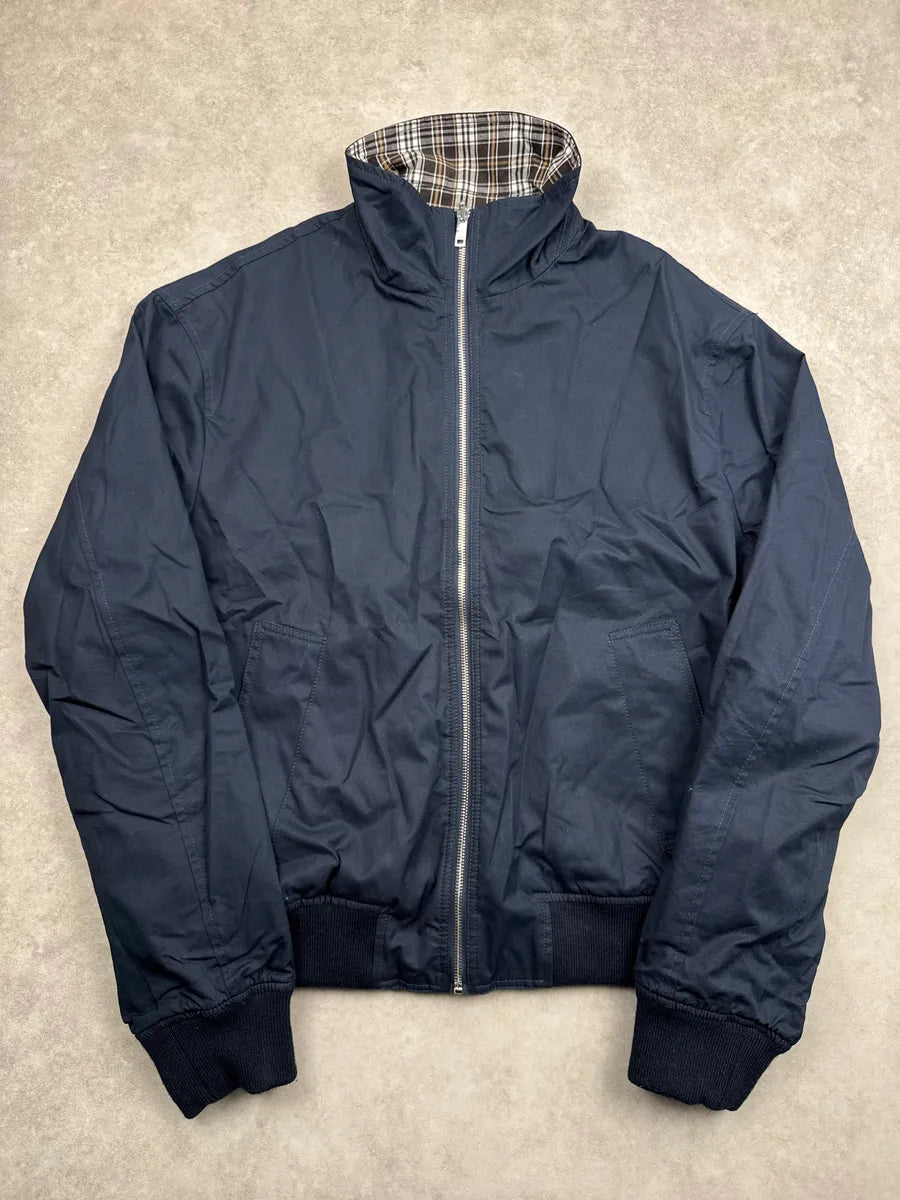 SS2024 Bottega Veneta Dark Navy Reversible Checked Bomber Jacket YfUKfSld 1
