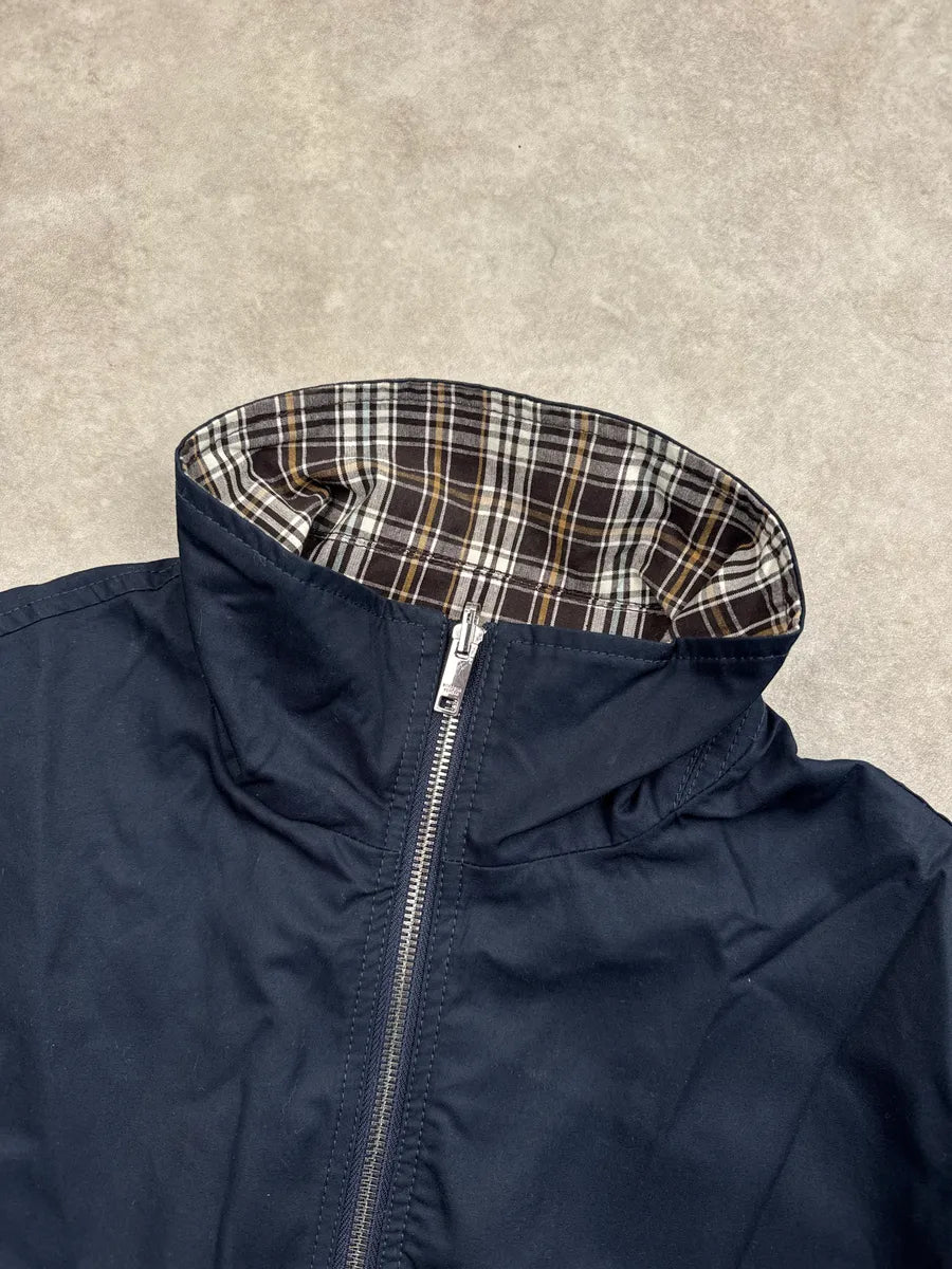 SS2024 Bottega Veneta Dark Navy Reversible Checked Bomber Jacket YfUKfSld 5