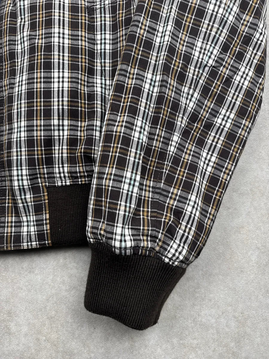 SS2024 Bottega Veneta Dark Navy Reversible Checked Bomber Jacket YfUKfSld 14