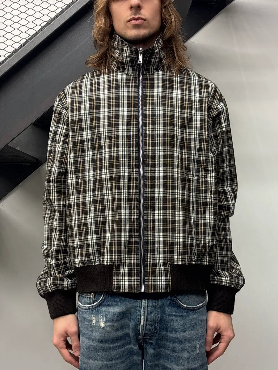 SS2024 Bottega Veneta Dark Navy Reversible Checked Bomber Jacket YfUKfSld 8
