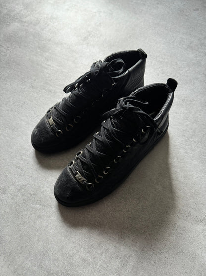 Balenciaga Arena High Black Leather Shoes (40) - 6