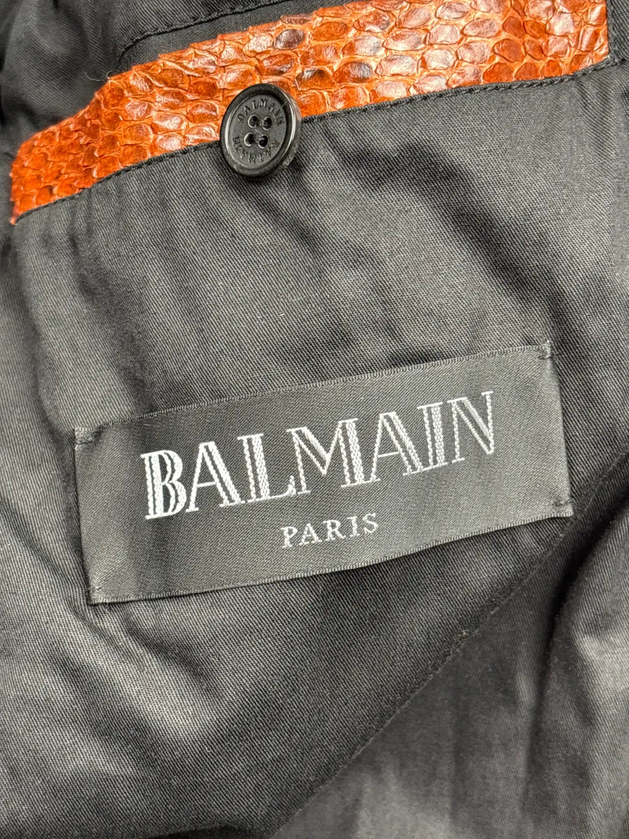 AW2018 Balmain Brown Black Python Leather Zip-Up Sample Bomber Jacket YjMXxtaz 9