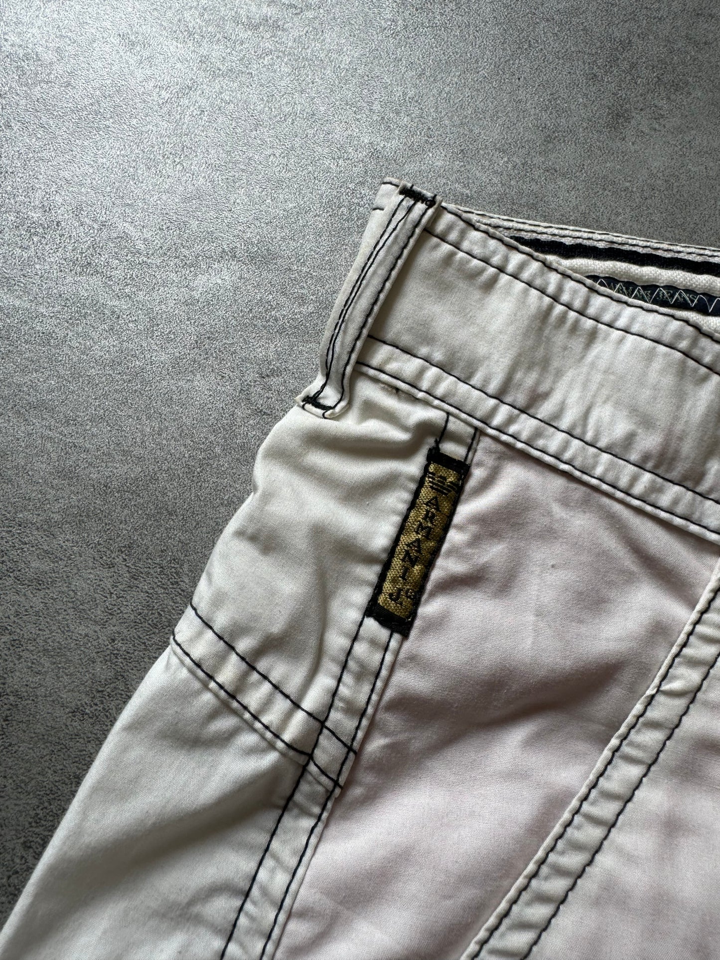 2000s Armani White Cargo Pants (L) - 4