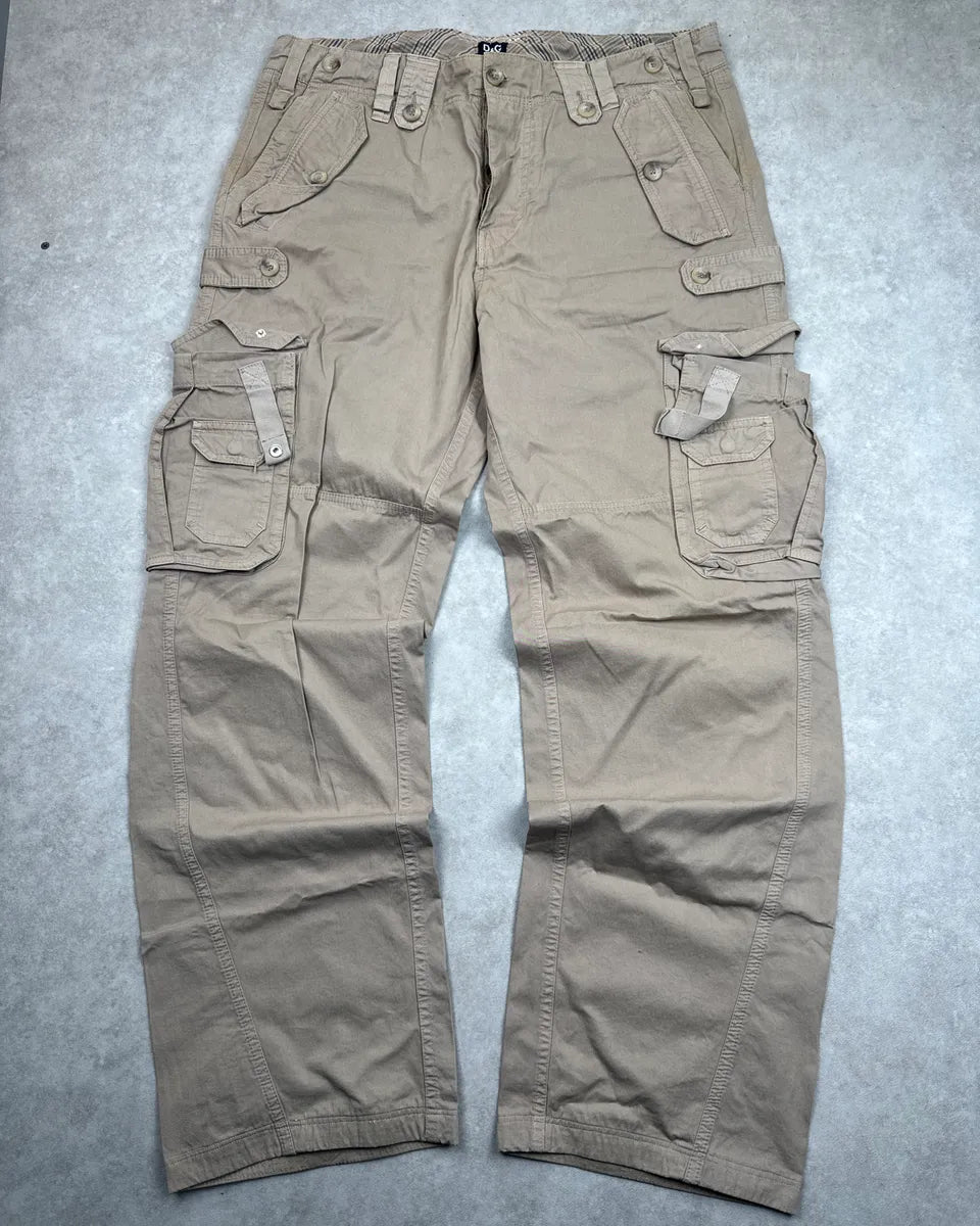 AW2004 Dolce & Gabbana Beige Multi-Pocket Utility Cargo Pants YqQXZctr 5