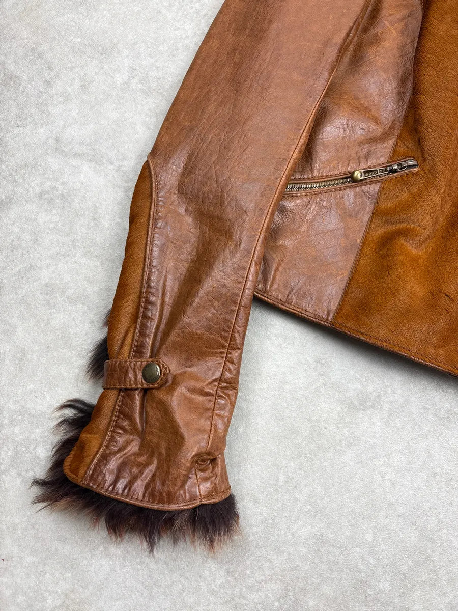 2000s Roberto Cavalli Brown Asymmetric Pony Hair Leather Jacket YqvxYnNL 7