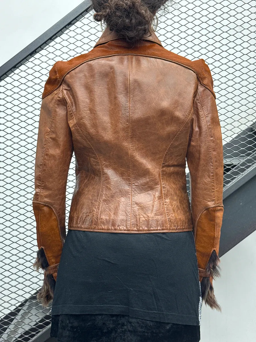 2000s Roberto Cavalli Brown Asymmetric Pony Hair Leather Jacket YqvxYnNL 2