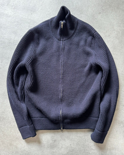 SS2020 Maison Margiela Navy Wool Zip-Up Sweater (M) - 8