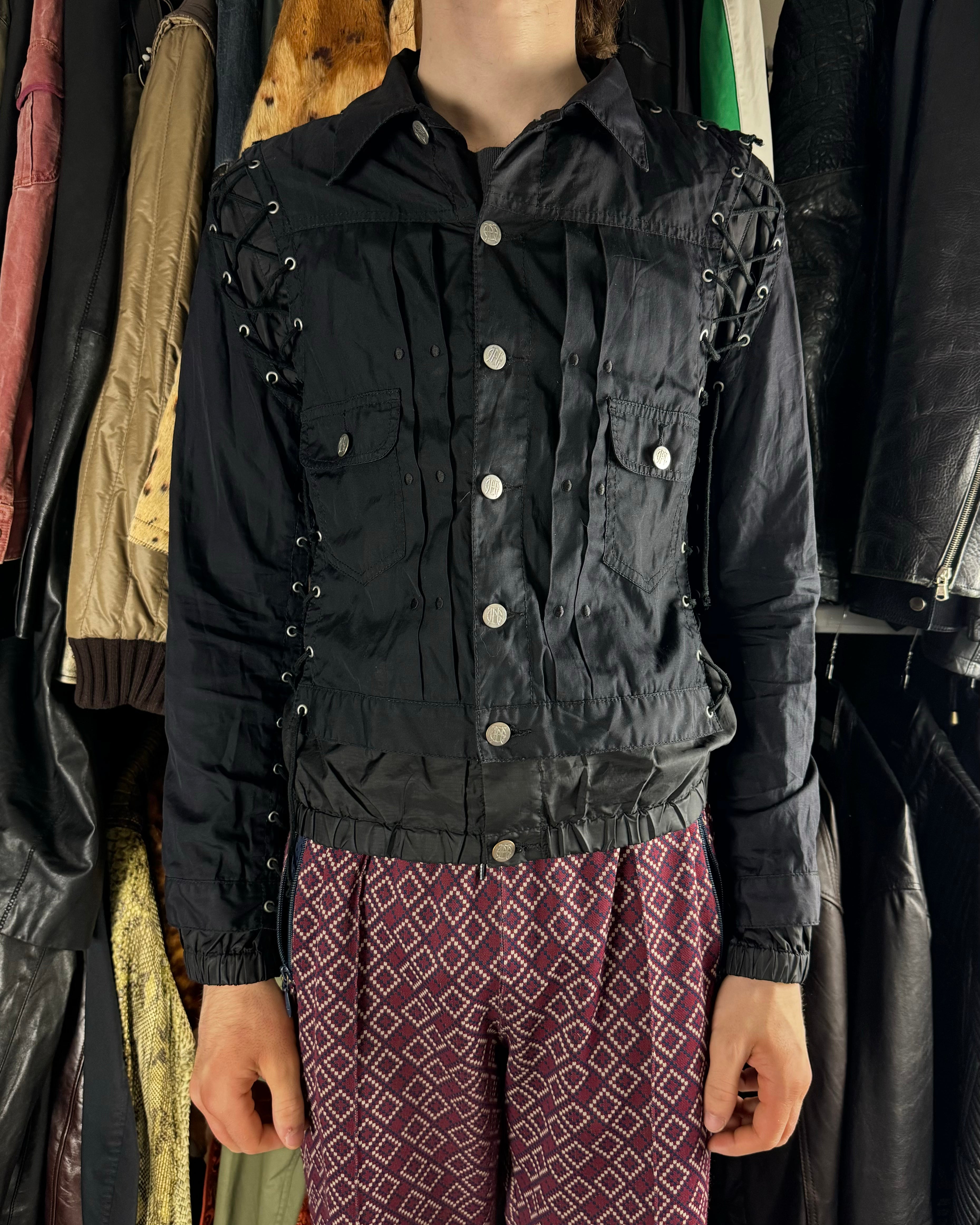 AW2003 Jean Paul Gaultier Strapped Bondage Light Trucker Jacket (S) - 8