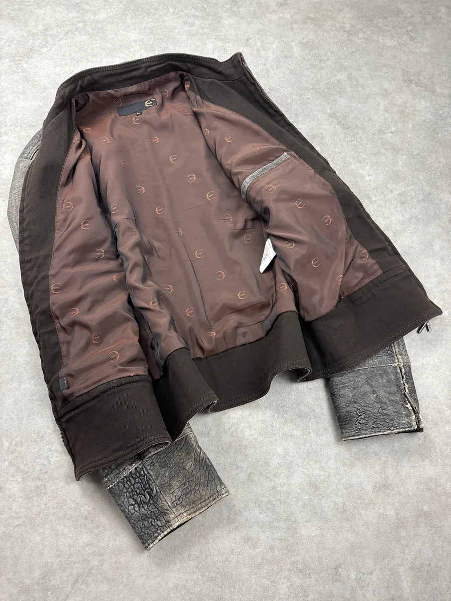 2000s Cavalli Grey Eroded Grained Scars Leather Jacket YtTKbiiS 6