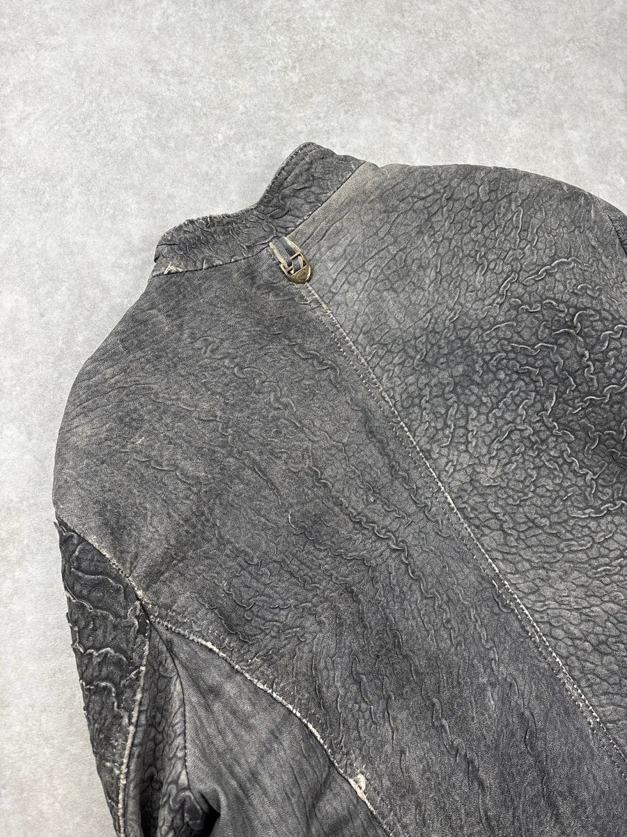 2000s Cavalli Grey Eroded Grained Scars Leather Jacket YtTKbiiS 10