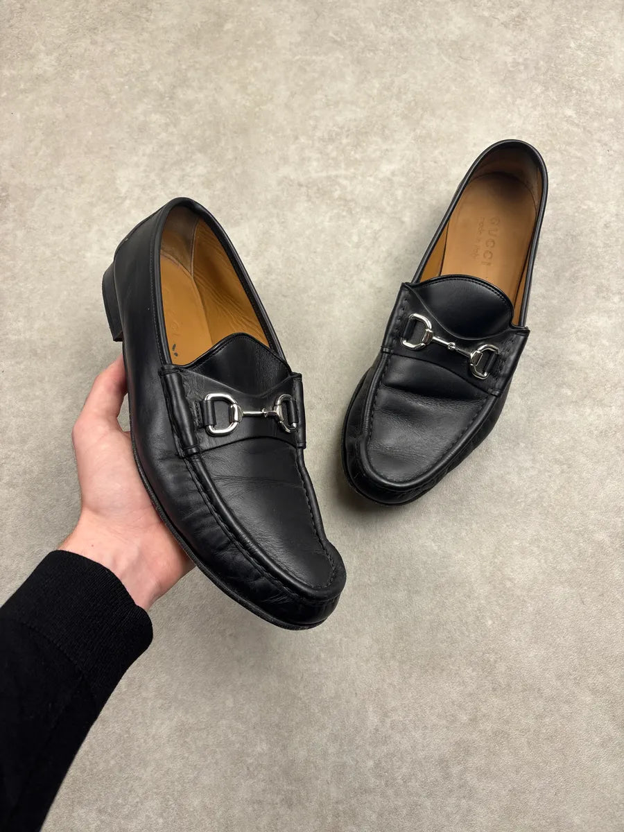 2010s Gucci Black Leather Horsebit Moc Toe Shoes YtrWPpTa 0